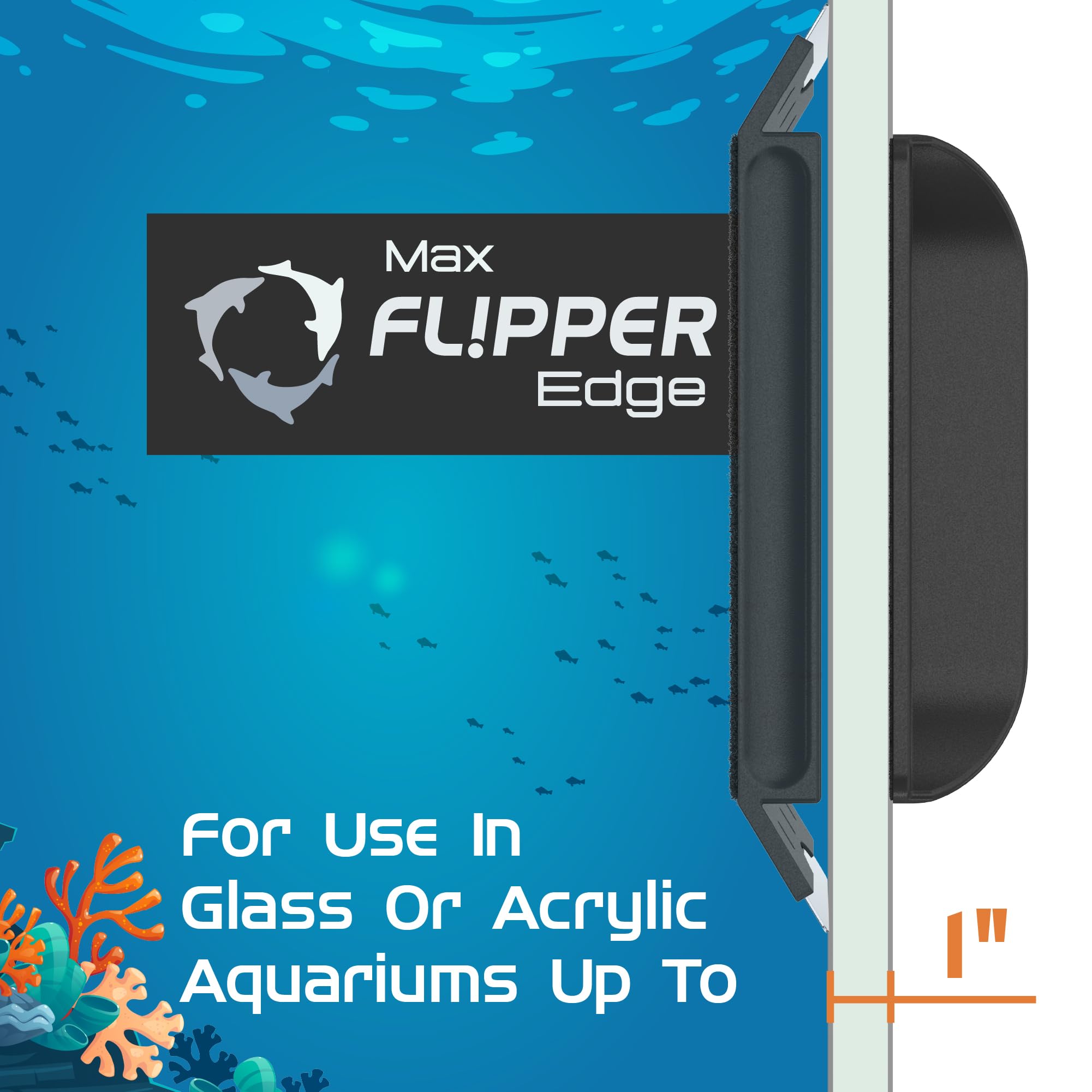 Flipper Edge 2-In-1 Scrubber Scraper Floating Magnetic Fish Tank Aquarium Cleaner With Dual Blades - Efficient Glass & Acrylic A