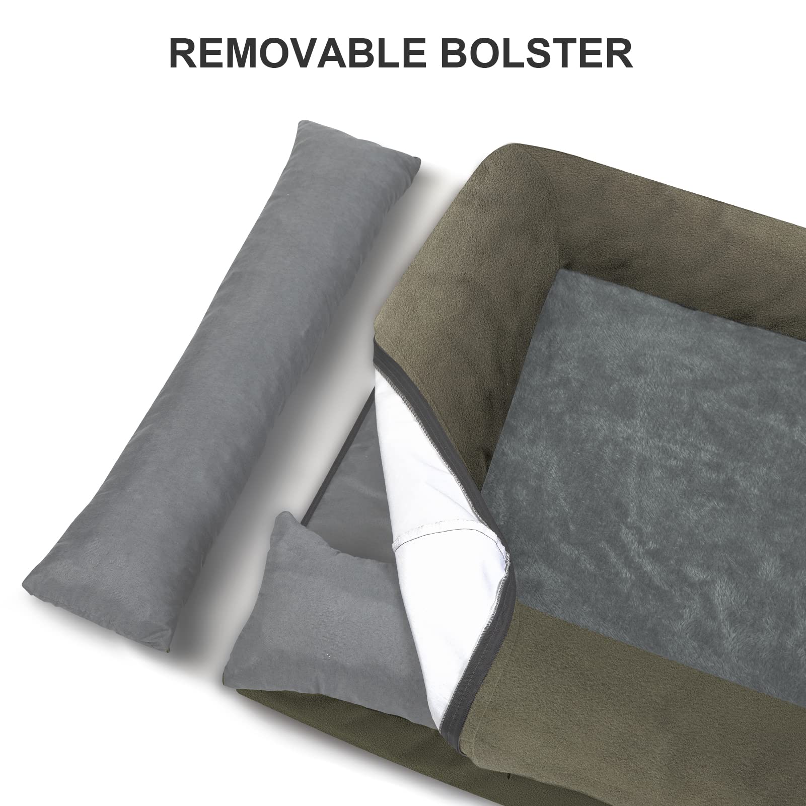 Yiruka Xl Dog Bed, Orthopedic Gel Memory Foam Dog Bed, Washable Dog Bed With Removable Cover, Waterproof Non-Slip Bottom Big Dog Cooling Bed, Dark Green