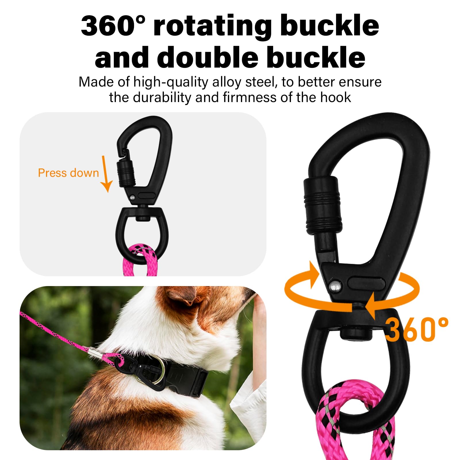 Zhoma 5Ft Chew Proof Metal Dog Leash With Comfortable Handle, Heavy Duty Steel Cable Lead For Control Large Medium Small Dogs Wa
