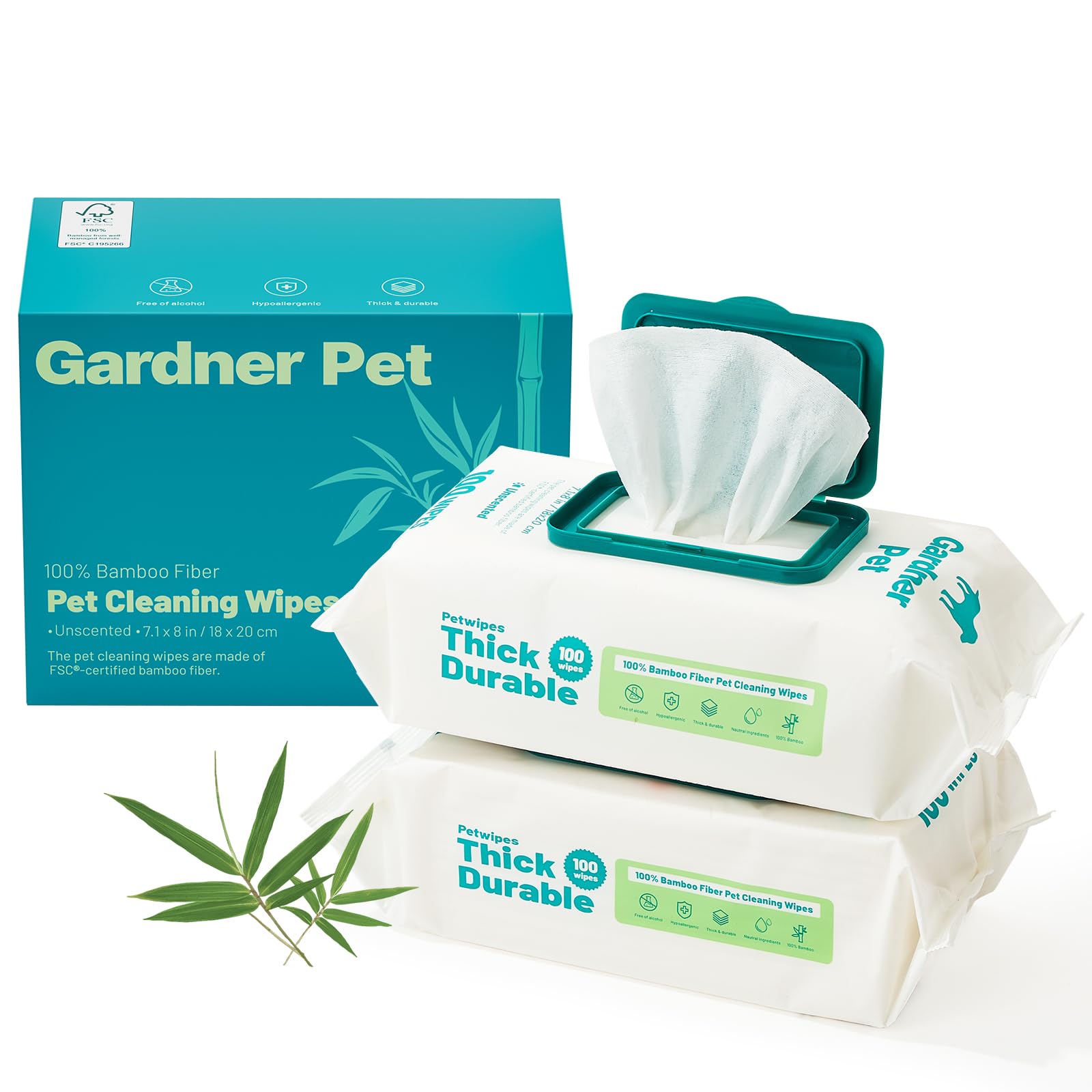 Gardner Pet Bamboo Dog Wipes For Paws And Butt, Dog Face Wipes Cleaning Deodorizing, Soothing Pets Wipes With Coconut Oil, Extra