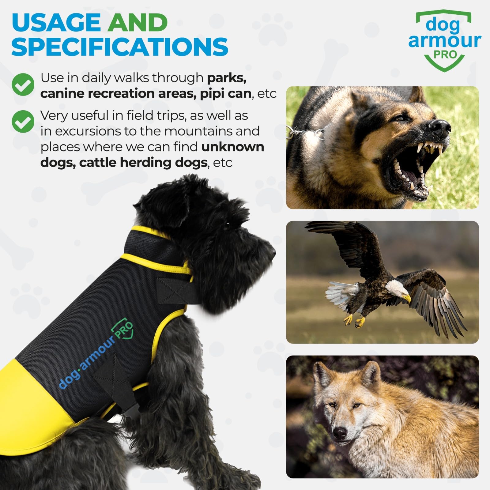 Dog Armour Pro Protective Dog Harness Vest For Dogs - Shield Your Pet From Raptor And Animal Attacks - Adjustable, Choke Free, W