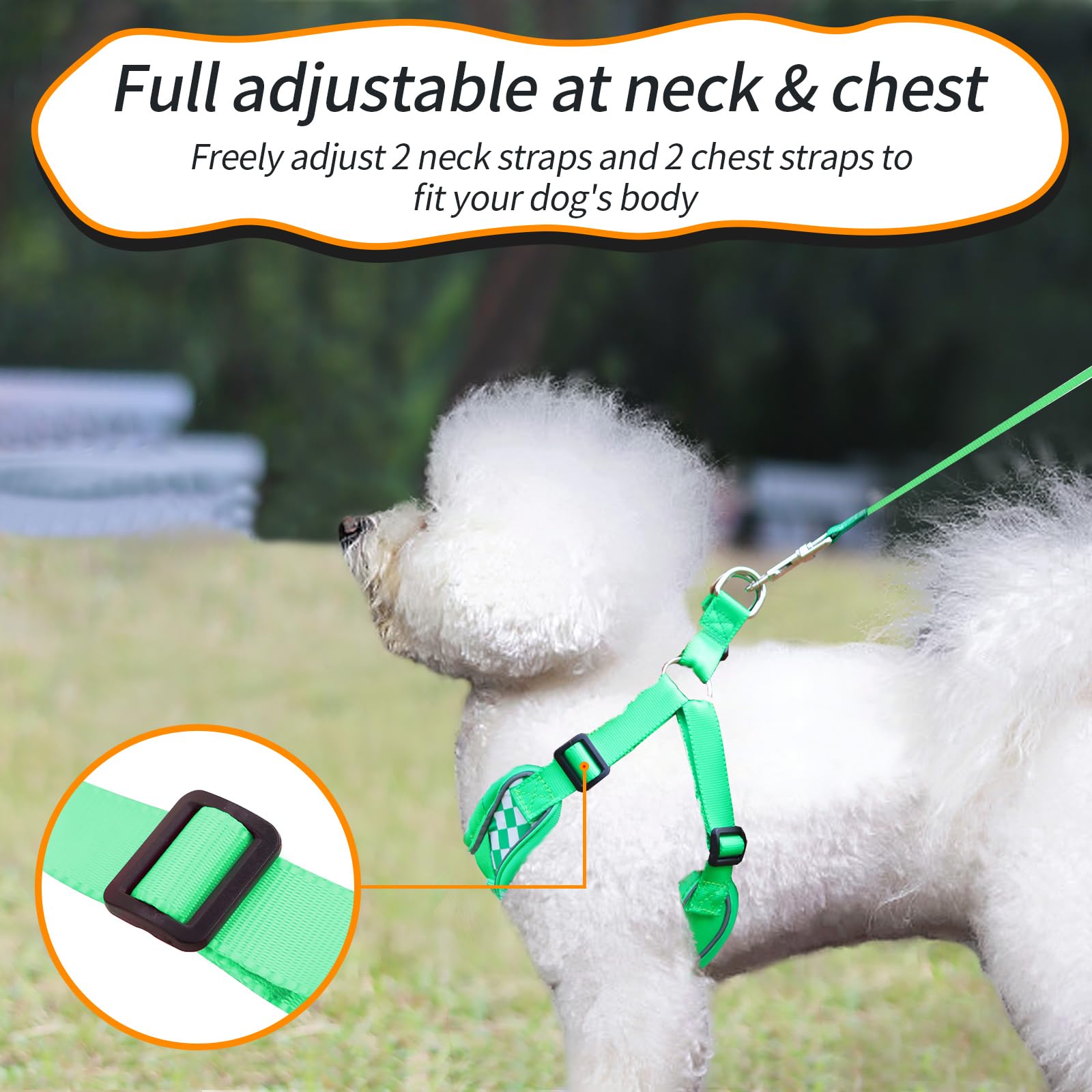 Dog Harness with Leash, Soft No Pull Adjustable Step in Reflective Strips Vest Harness for Small Medium Dogs Walking and Running