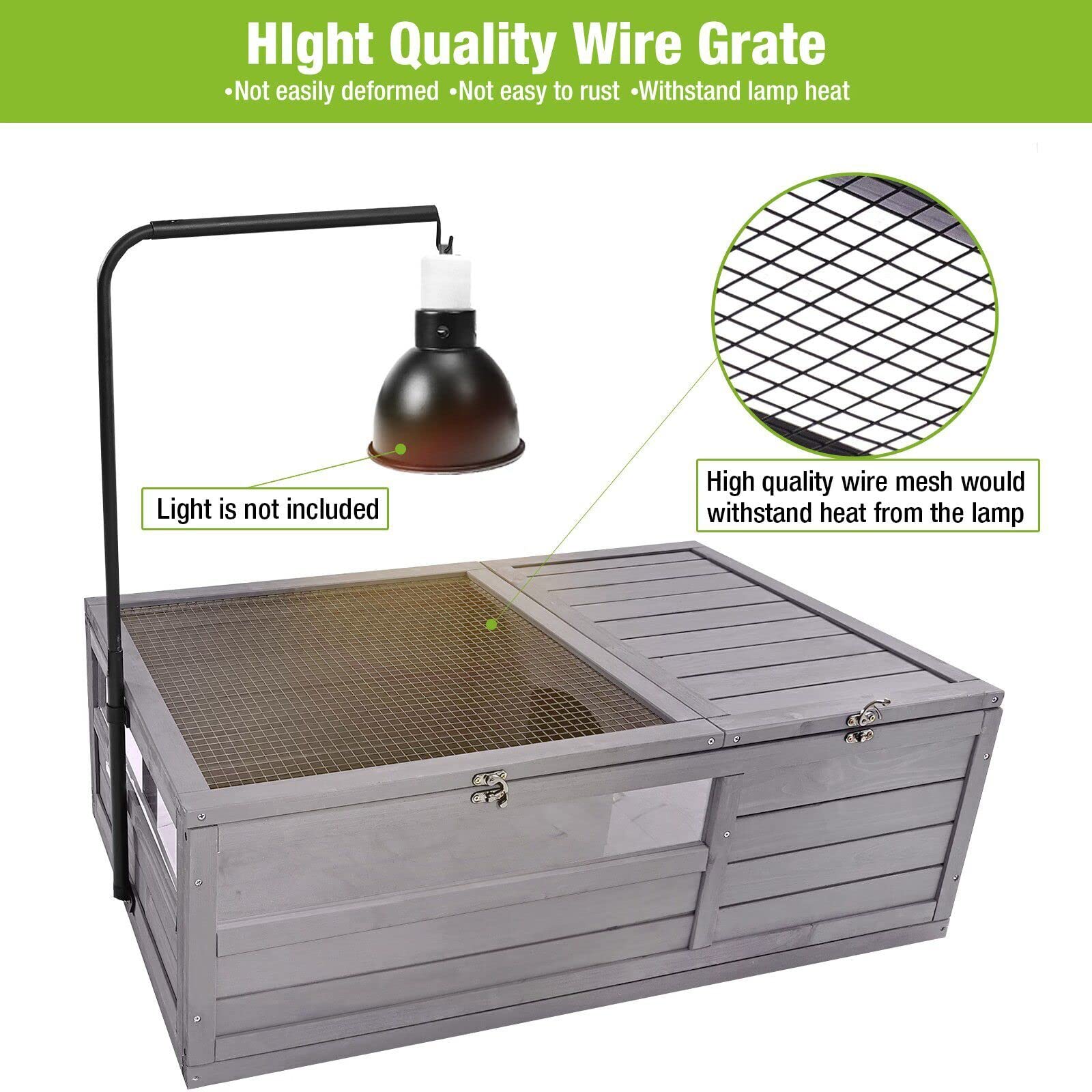 Gutinneen Tortoise Cage Large Tortoise Habitat With Light Support Frame, Indoor Turtle House, Outdoor Tortoises Enclosure For Sm
