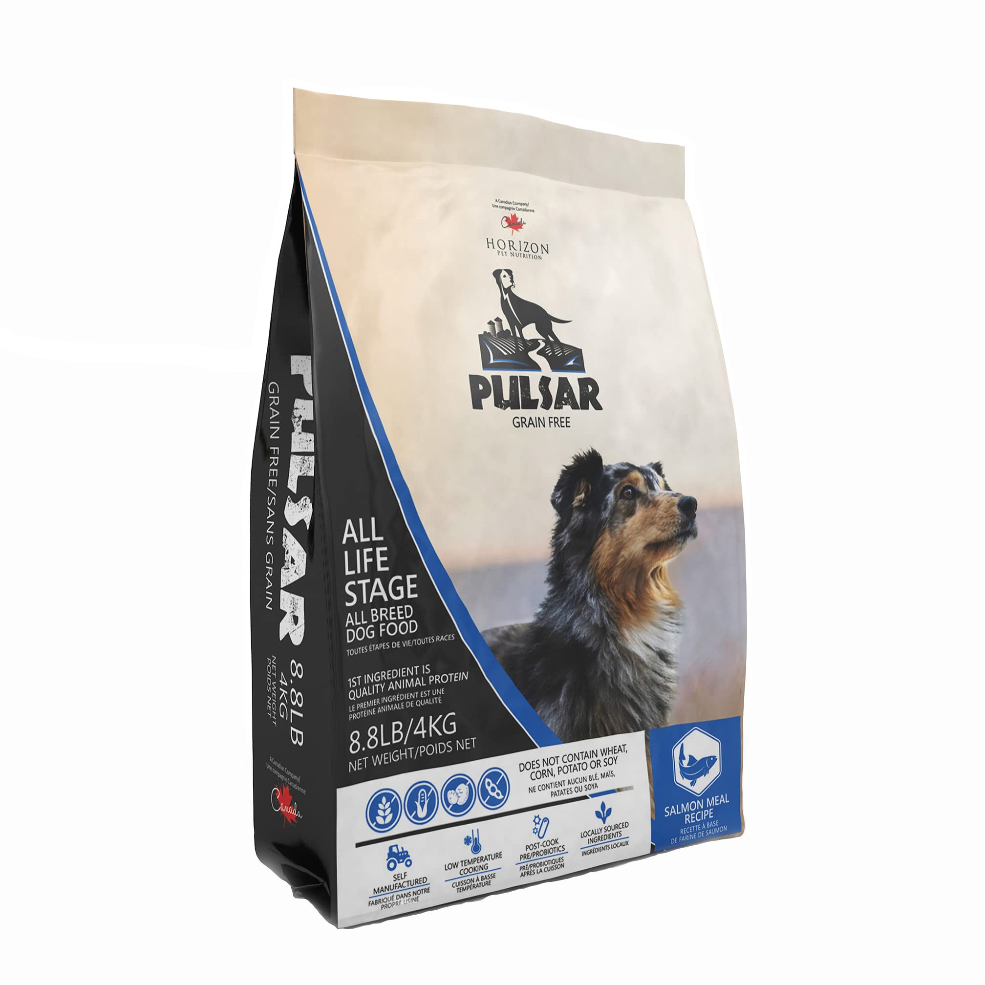 Pulsar Premium Grain Free Dog Food | Salmon Formula | All Life Stage, Non GMO, Meat Dense Diet | 8.8 lb Bag