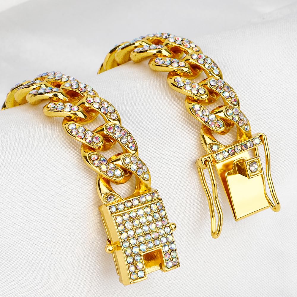 Gold Metal Wide Dog Collar - Chain For Large Dogs