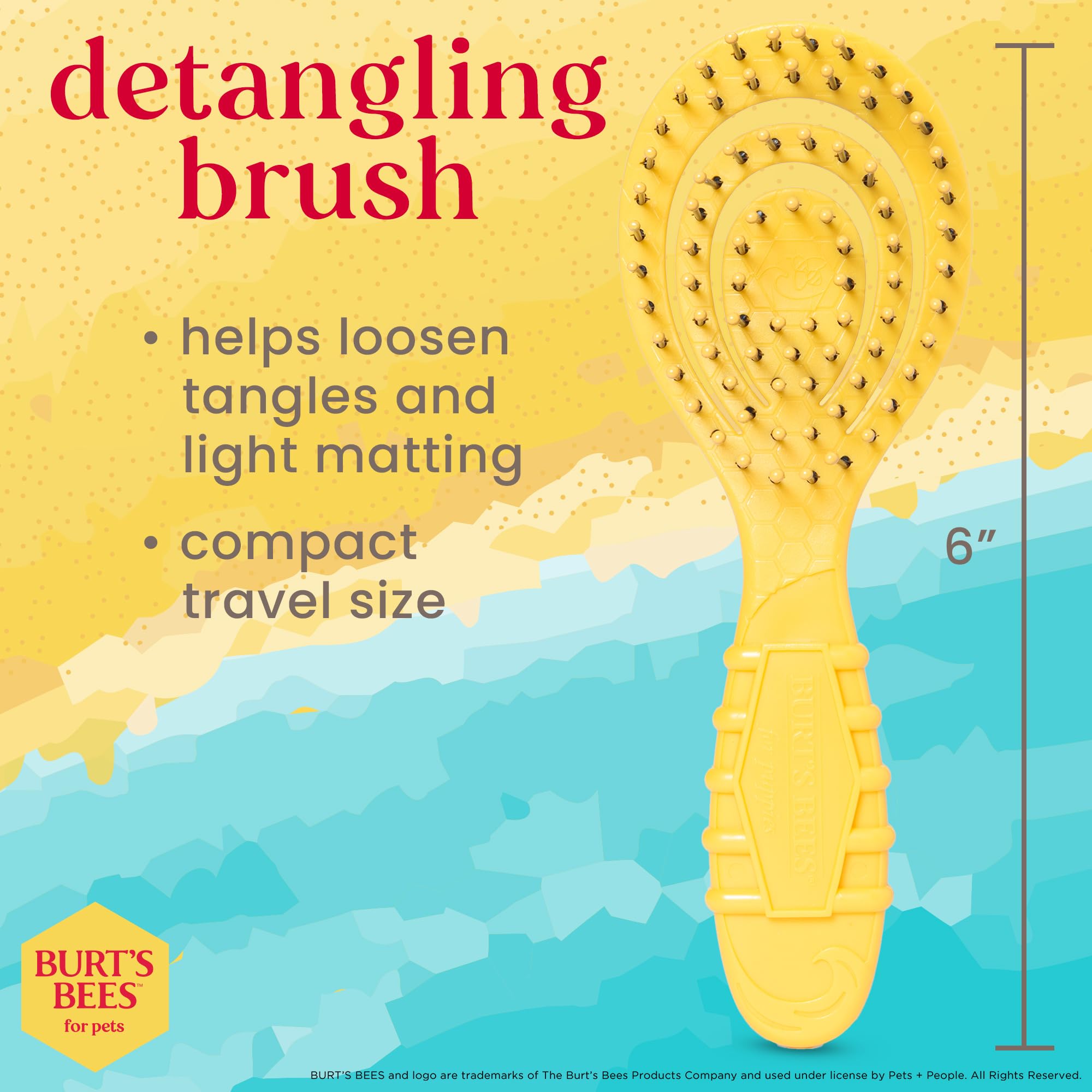 Burt's Bees for Pets Detangling Pin Brush for Puppies and Small Dogs | Handle Made from Recycled Plastics Collected from Coastal