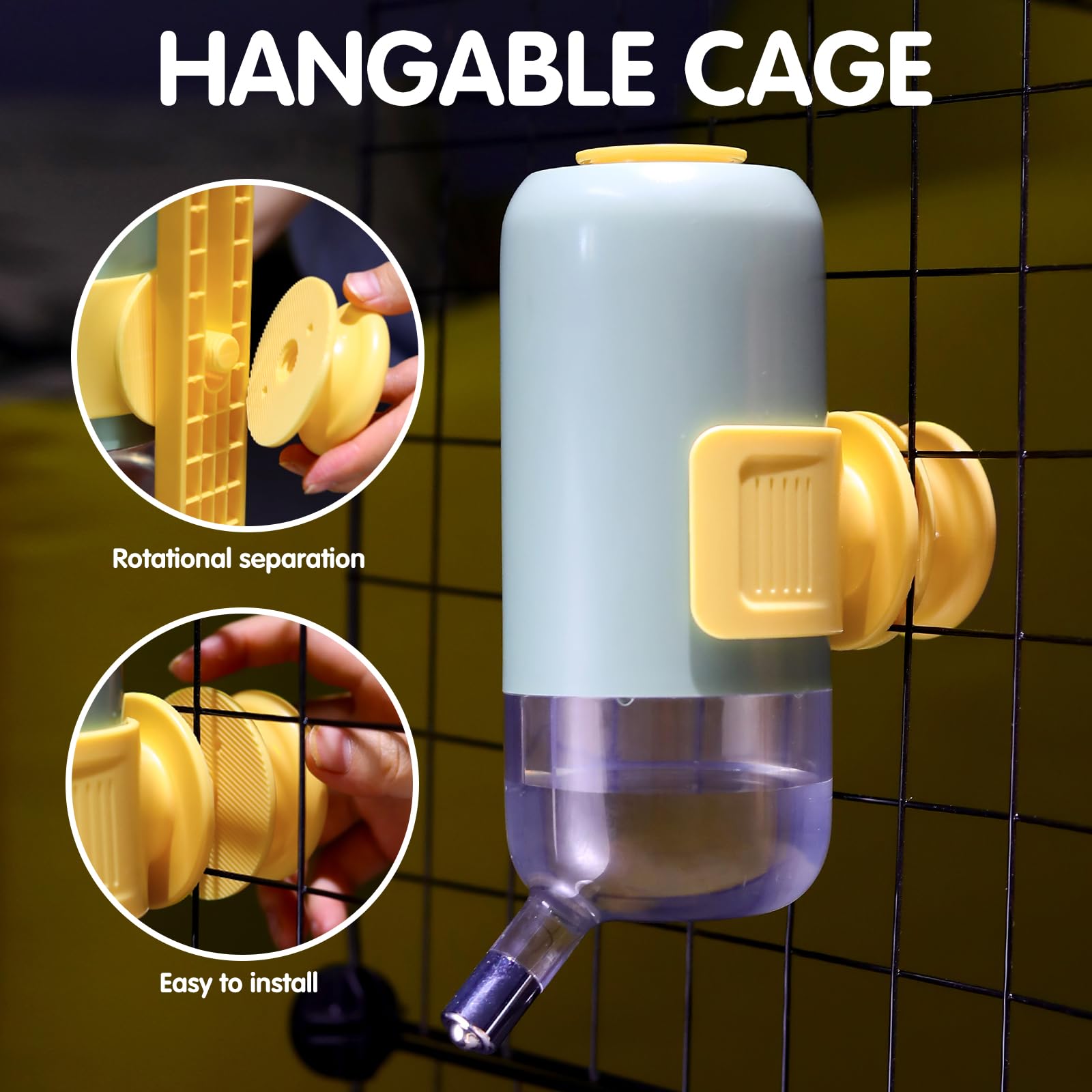 Pet Standing Water Dispenser Cat Dog Standing Ceramic Bowl Automatically Feeding Water Height Adjustable Detachable Pole (White-