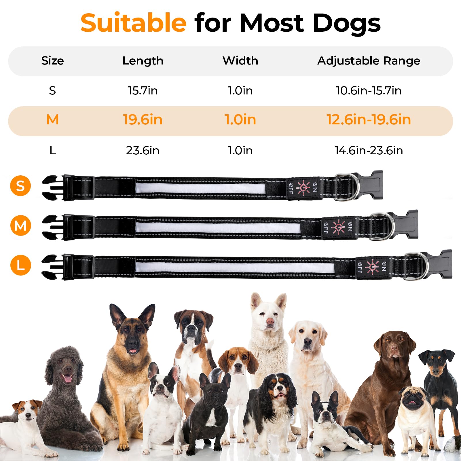 Geyrut Light Up Dog Collar, Usb-C Rechargeable And Waterproof Dog Glow Collar For Night Walking, Adjustable Soft Nylon Mesh Led