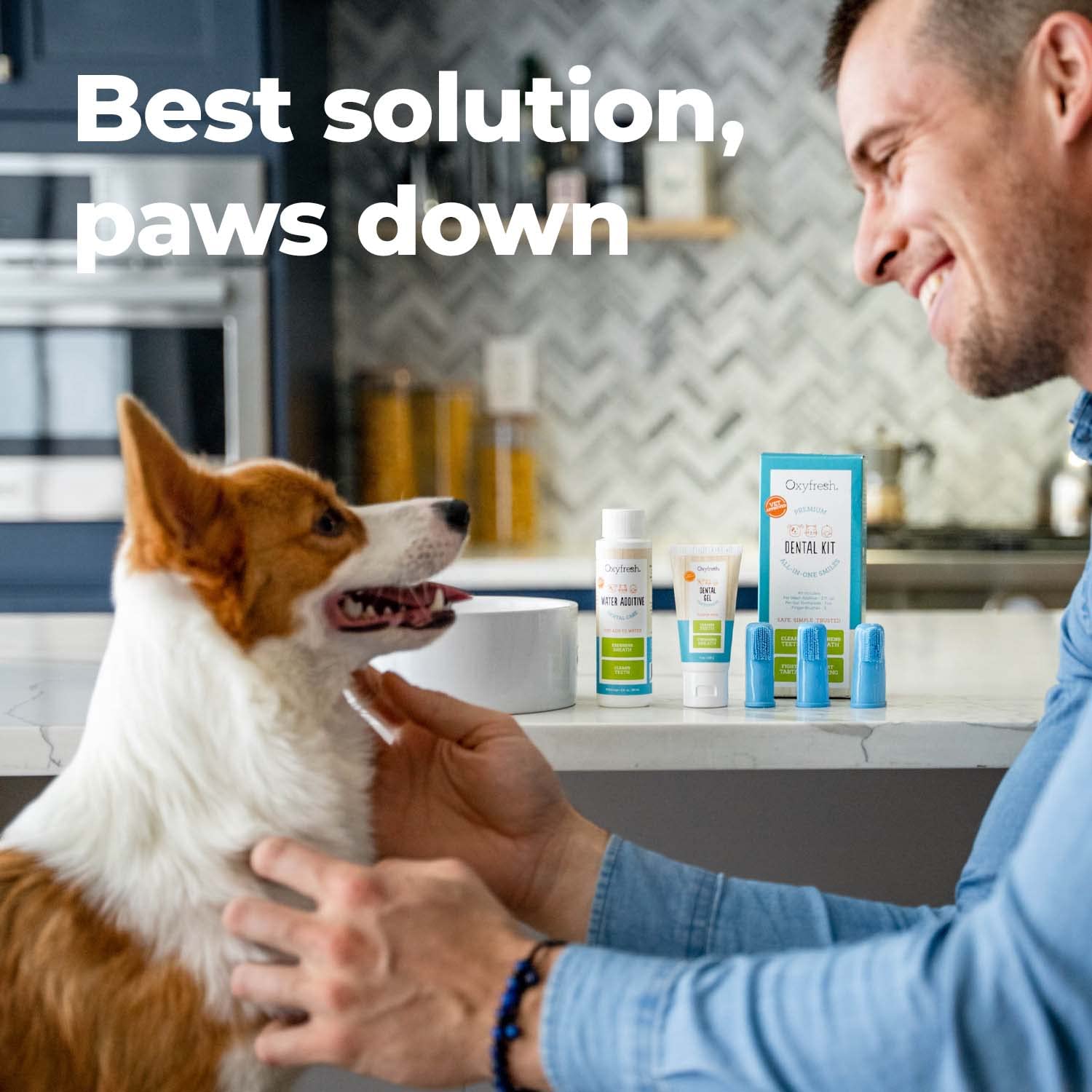 Oxyfresh Pet Dental Kit - Vet-Formulated Toothpaste & Water Additive, 1oz + 3oz, 3 Large Brushes - Fresh Breath & Clean Teeth for Dogs & Cats