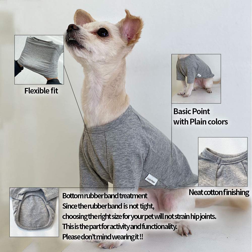 Lucky Petter Dog Shirt For Small Dogs Plain T-Shirts Soft Breathable Dog Cotton Shirt Pet Clothes (Large, Navy)