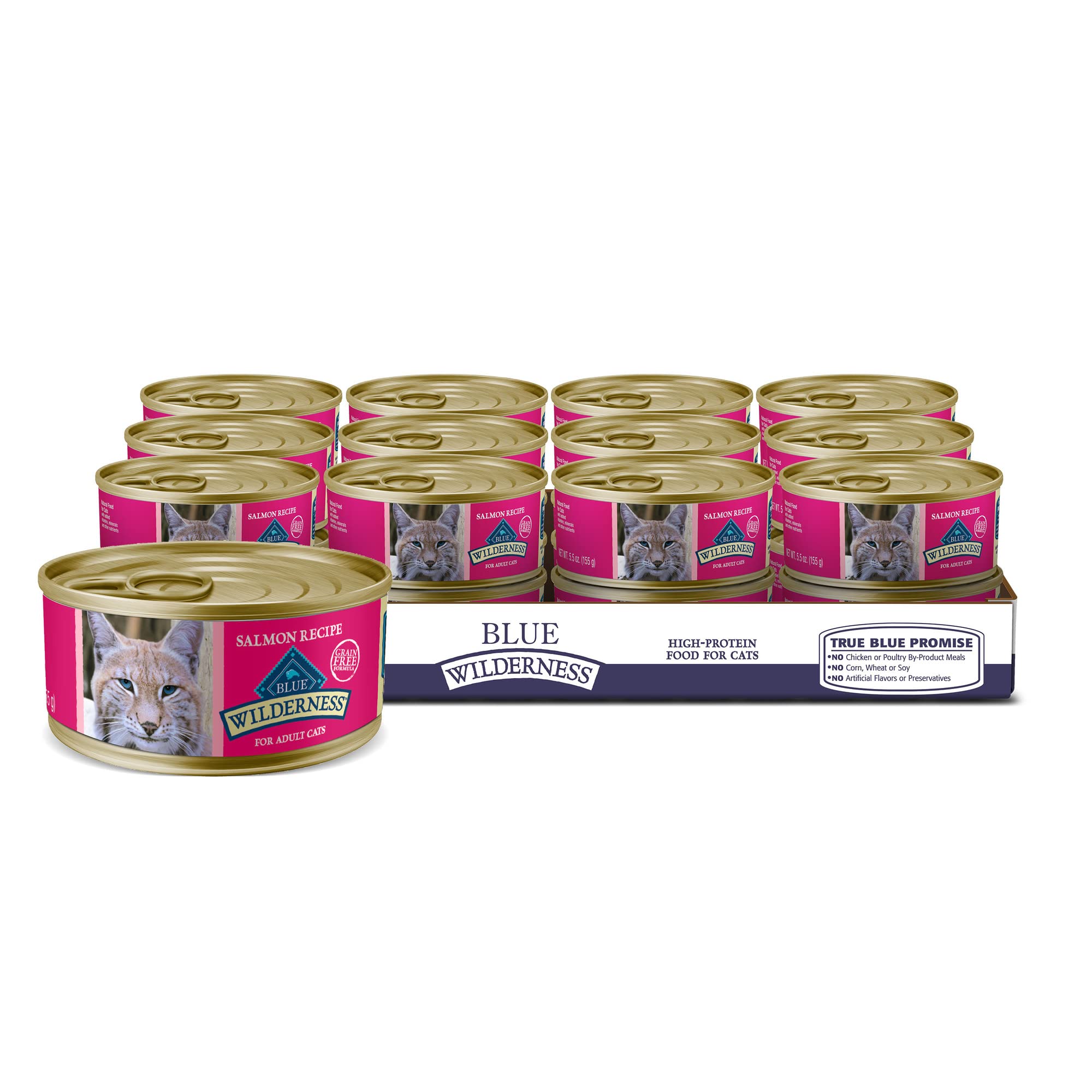 Blue Buffalo Wilderness Natural High-Protein Grain-Free Wet Food for Adult Cats, Salmon Pat  , 5.5-oz. Cans, 24 Count