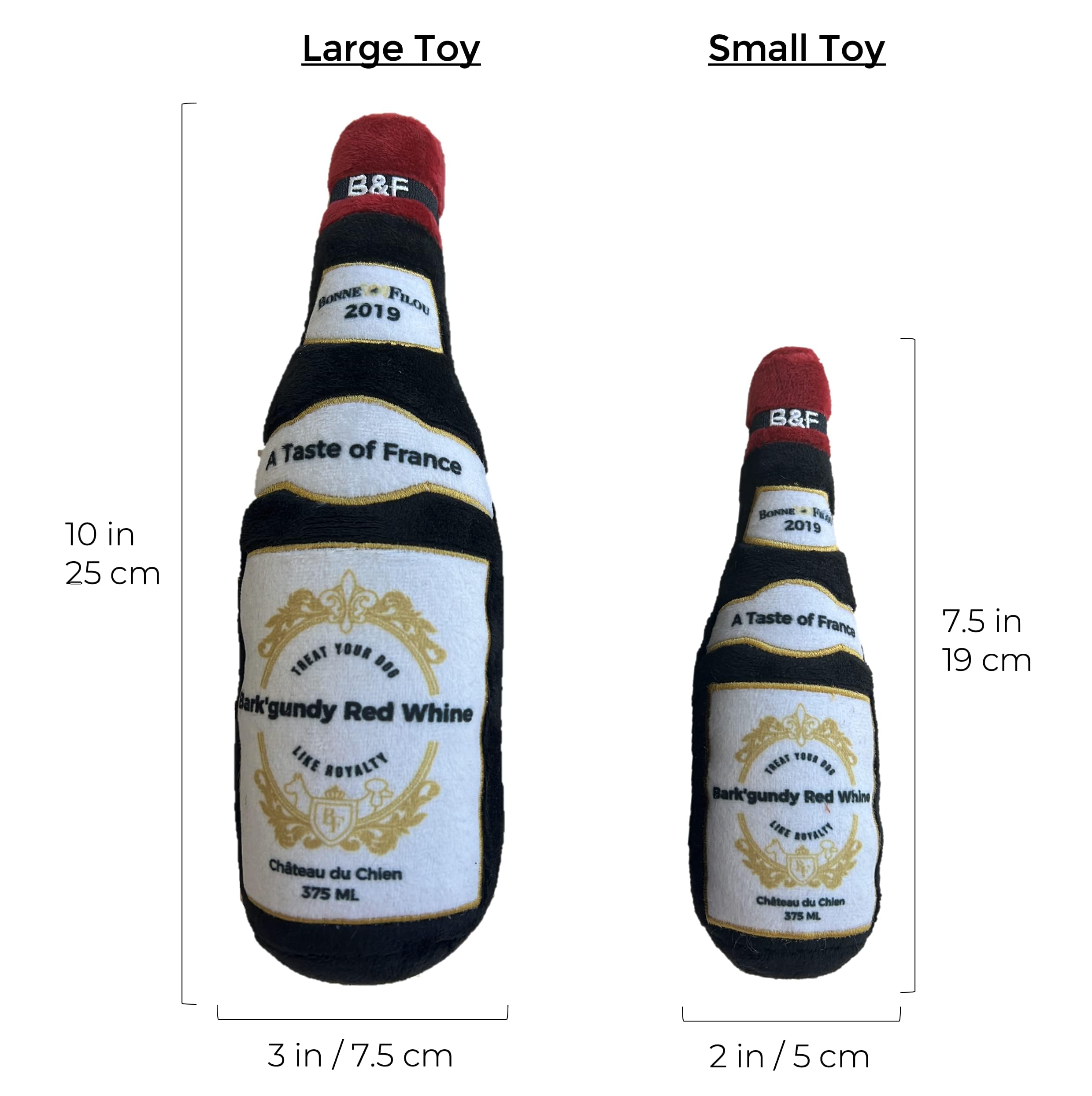 Bonne Et Filou Wine Bottle Plush Squeaky Dog Toy (Bark'Gundy Red Whine) Interactive Puppy Chew Toys For Aggressive Chewers Dog Toys For Small And Medium Dogs (1 Large Size)
