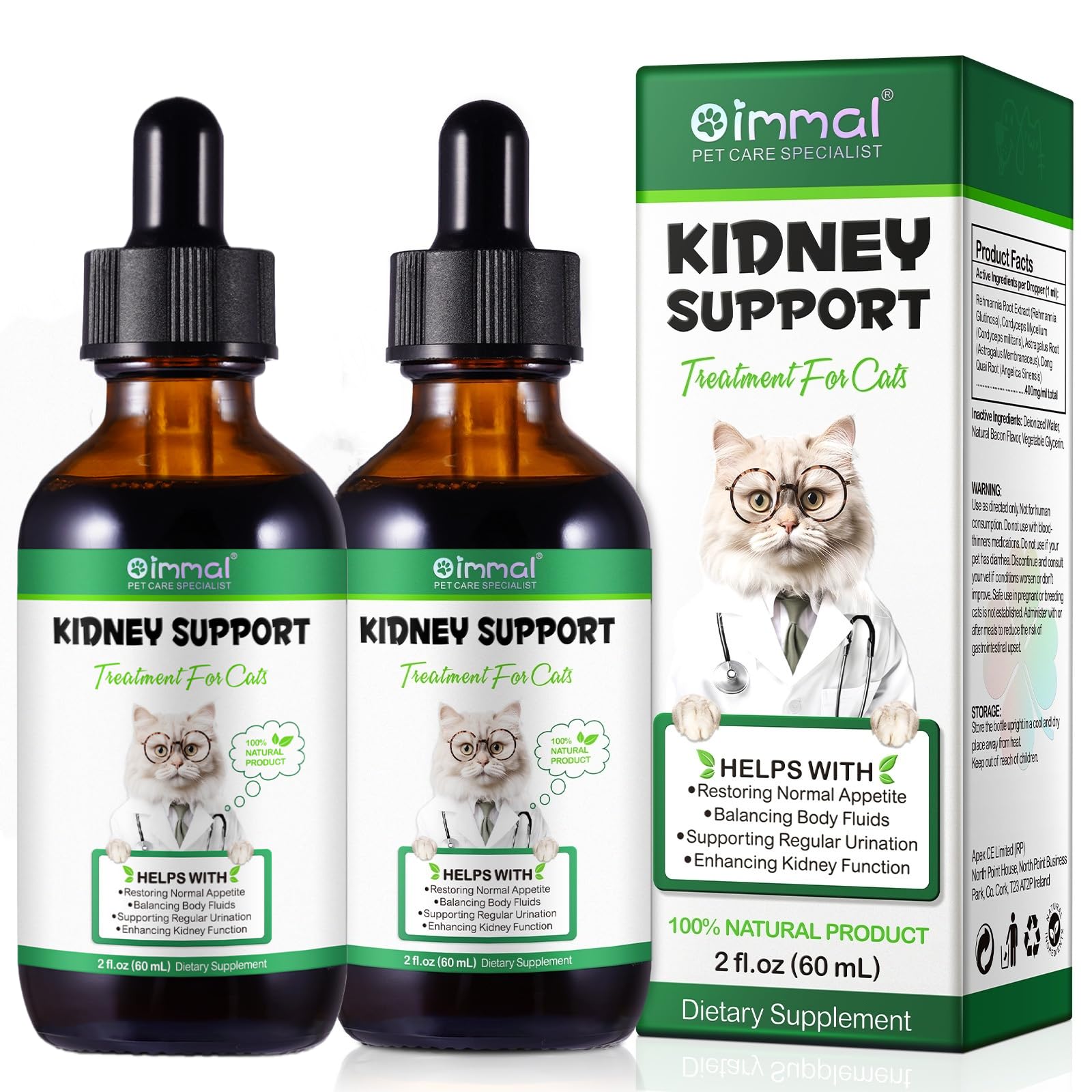 Kidney Support for Cats, Cat Kidney Treatment Support Cat Urinate Regularly, Strengthen Kidney Function,Increase Immunity, Herba