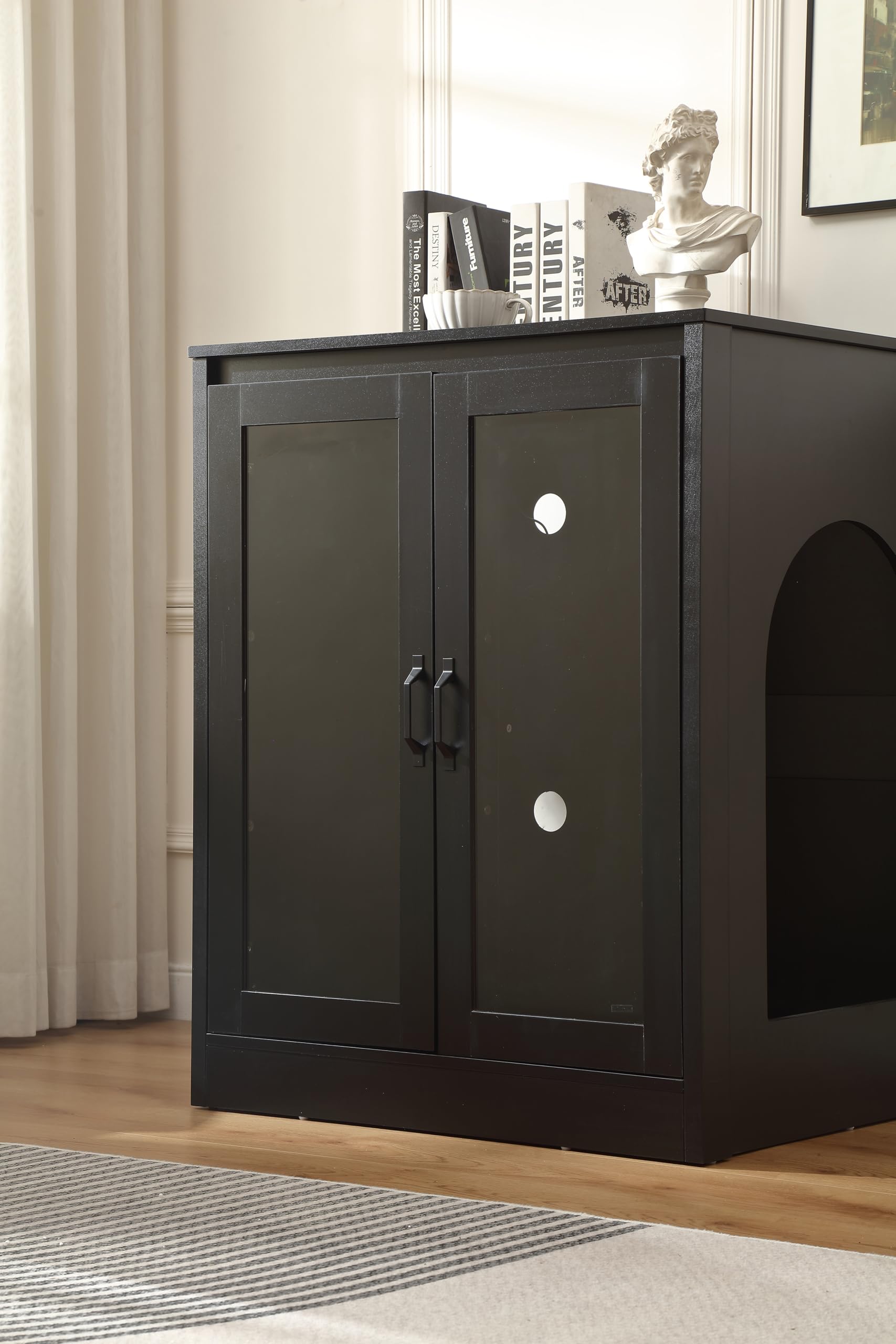 Forest Gravity Cat Litter Robot Enclosure with Glass Cat-Observant Doors,Litter Robot Cabinet with Reversible and Optional Entry