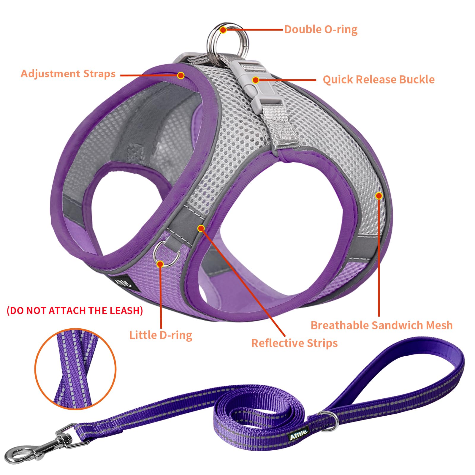 Aiitle Comfortable Dog Harness And Leash Set For Walking - Spring Step In Vest Harness,Reflective Bands, Adjustable No Pull Pupp