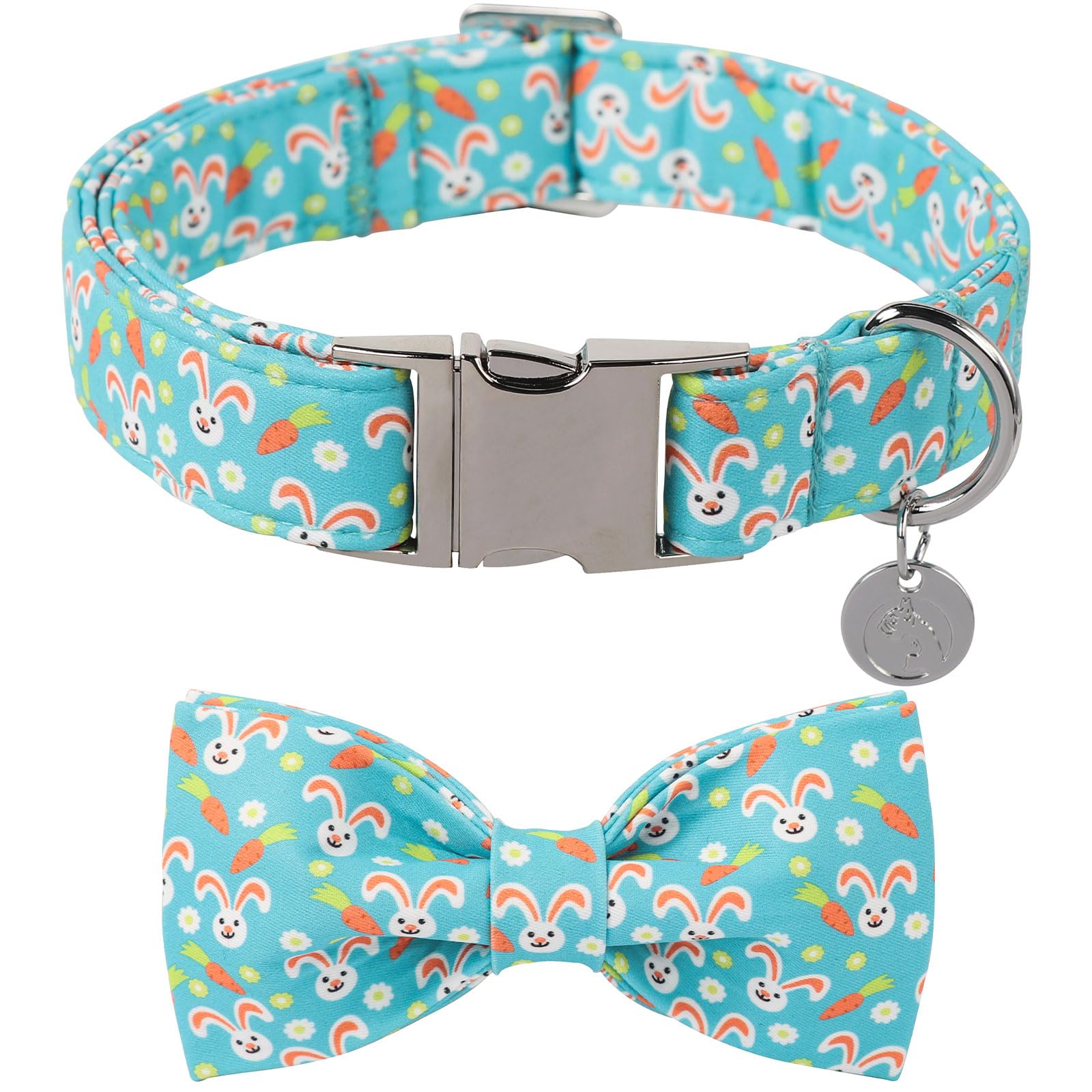 Dogwong Easter Dog Collar Rabbit Dog Collar With Bow Adjustable Bowtie Blue Bunny Dog Collars For Small Medium Large Dogs