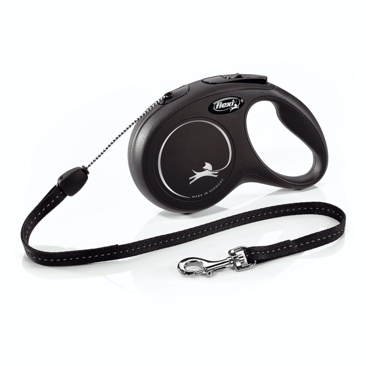 Flexi New Classic Cord Retractable Dog Leash For Small Dogs Up To 33 Lbs. – 26 Ft., Black | Tangle-Free Pet Walking Leash With One-Handed Brake, Pause, Lock|German Quality Product