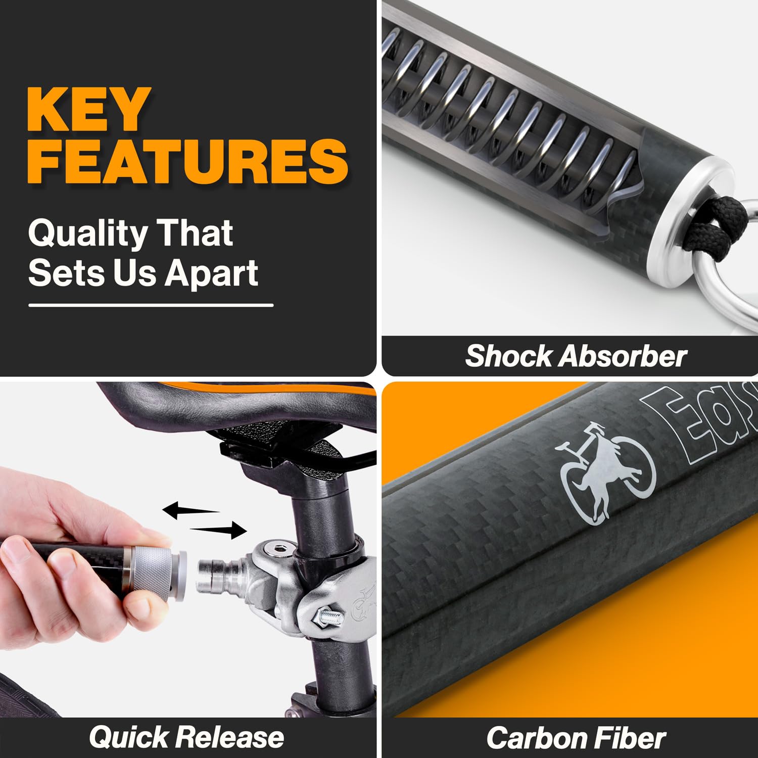 Malabi V2.0-180?Rotating Dog Bike Leash - With Shock Absorbers And Quick Attach Mechanism | Carbon Fiber | Detachable, Adjustable For The Smoothest Ride- Patent Pending (Black)