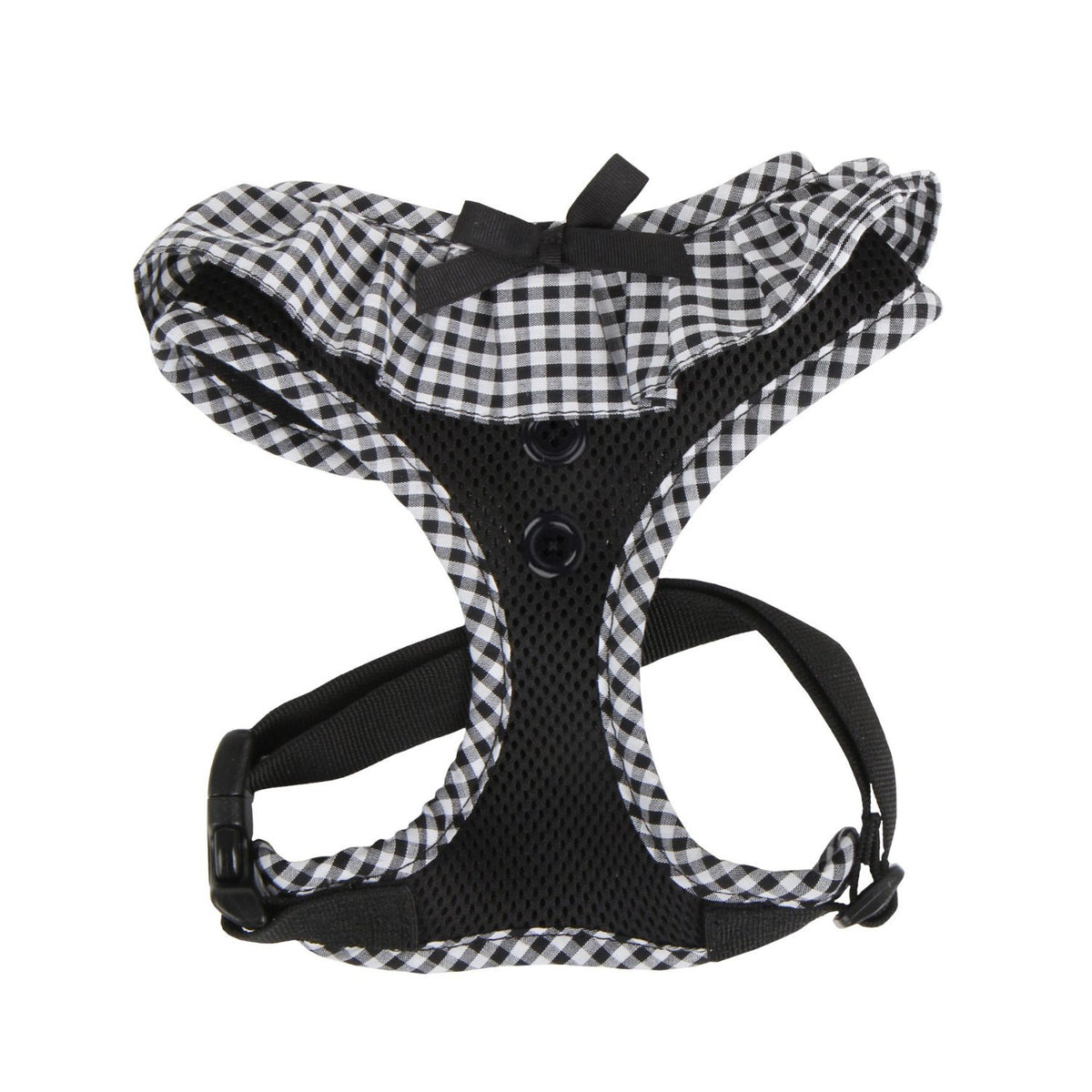 Puppia Vivien Dog Harness Over-The-Head All Season Cute No Pull No Choke Walking Training Adjustable For Small Dog, Black, Large