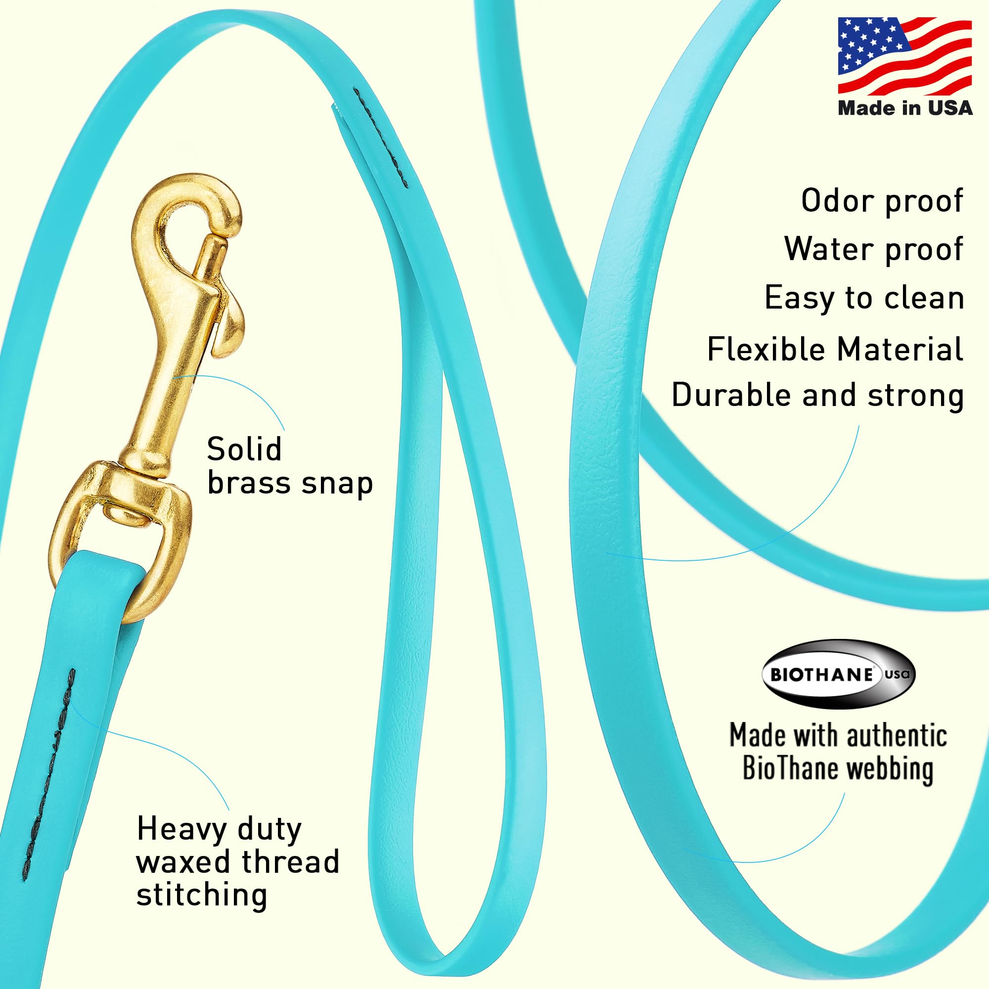 Viper K9 Biothane Working Dog Leash Waterproof Lead For Tracking Training Schutzhund Dog Sport & Search - Odor-Proof Long Line W