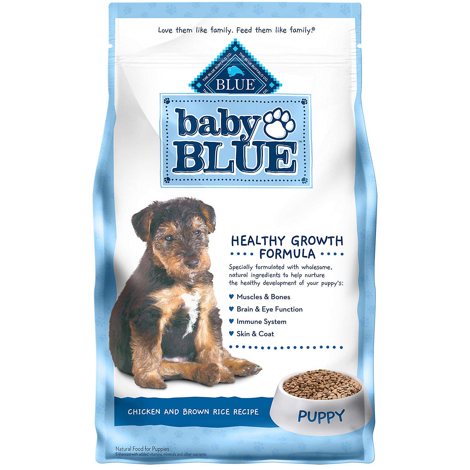 Blue Buffalo Baby Blue Natural Dry Food for Puppies, Healthy Growth Formula with DHA, Savory Chicken Recipe, 4-lb. Bag