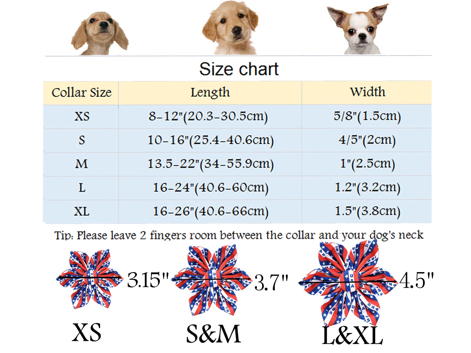 Aring Pet American Flag Dog Collar-Cute Summer Usa Dog Collar With Flower, Adjustable 5Th Of July Dog Collars With Metal Buckle