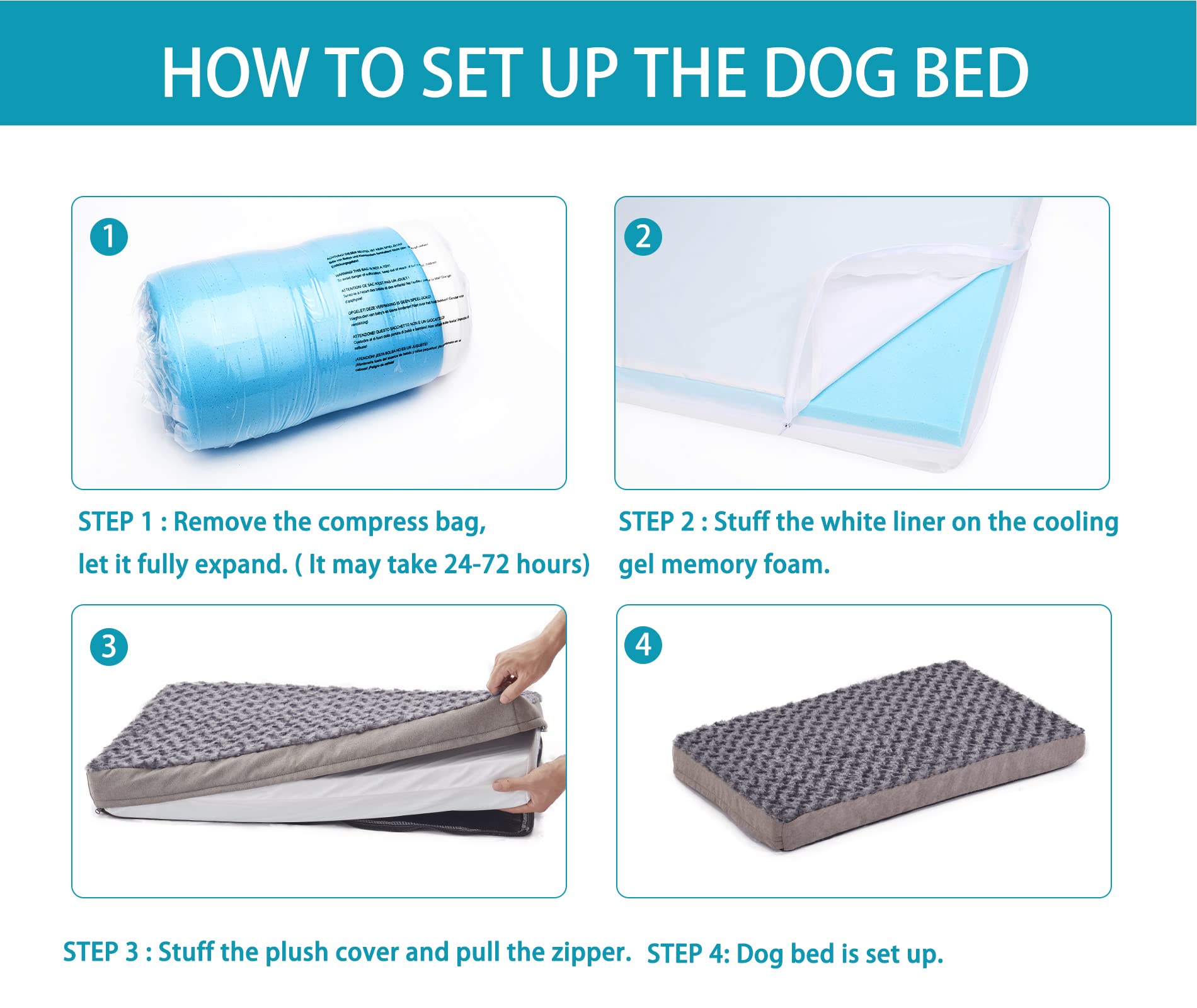 Gohoo Pet Orthopedic Memory Foam Dog Bed, Cooling Dog Beds For Extra Large Dogs -Waterproof Pet Bed For Crate With Removable Washable Cover, Ideal For Arthritic Dogs, Xl(41Inch,90Lbs)