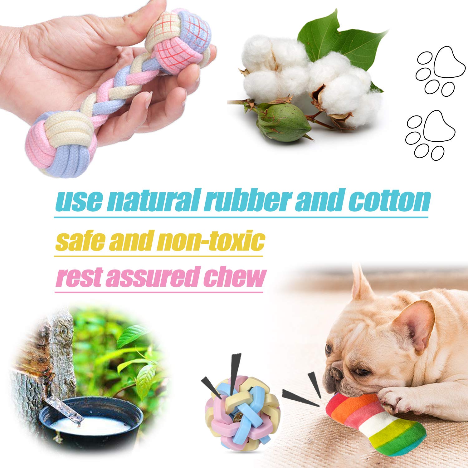 Benseao Puppy Teething Chew Toys Puppy Chew Toys For Teething Dog Rope Toy For Small Dog Interactive Puppy Toys Dog Balls Puppy Teething Toys Ring Dog Toys Storage Basket (A)