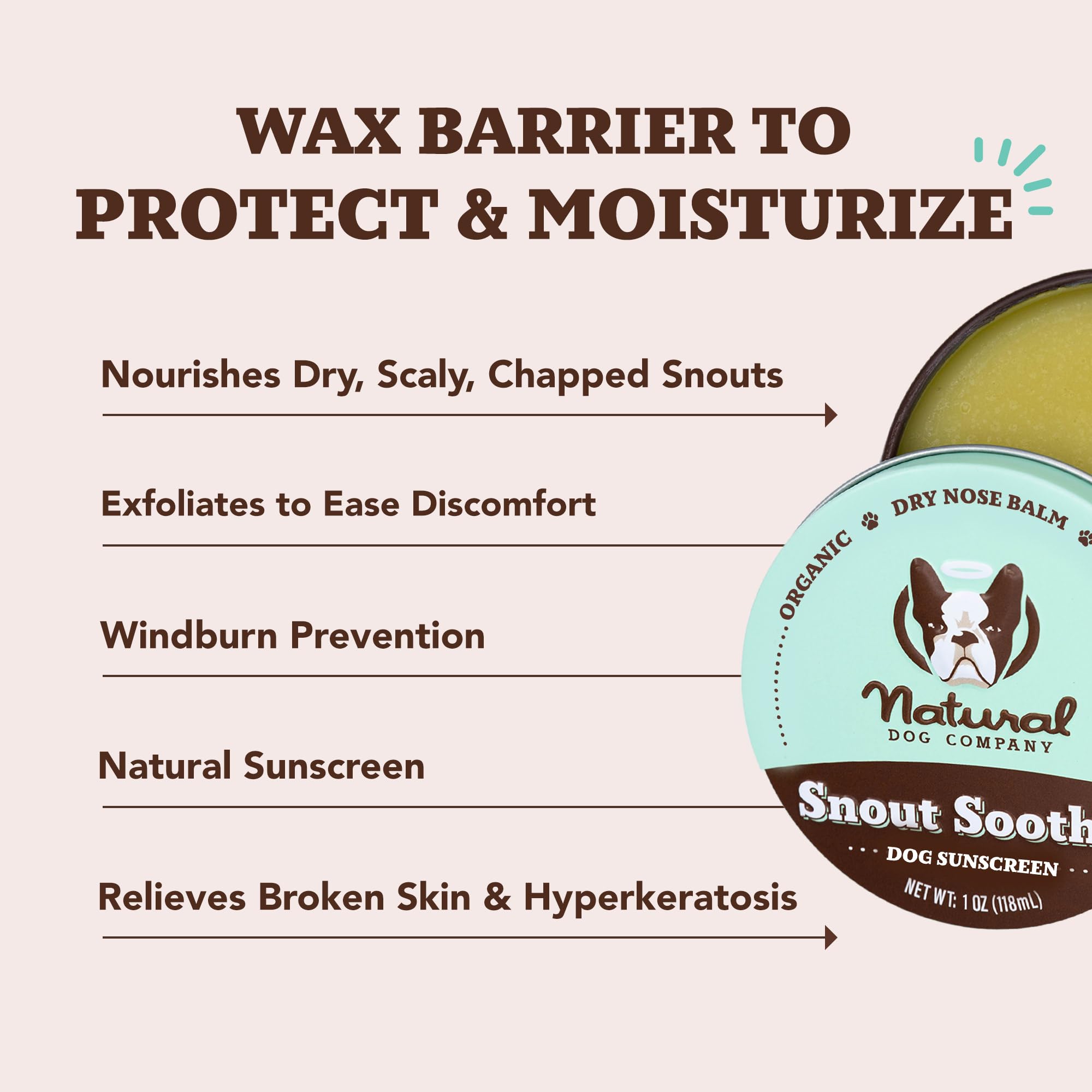 Natural Dog Company Snout Soother, Dog Nose Balm, Wax & Cream for Dry, Cracked Noses, Heals & Moisturizes with Shea Butter & Coc