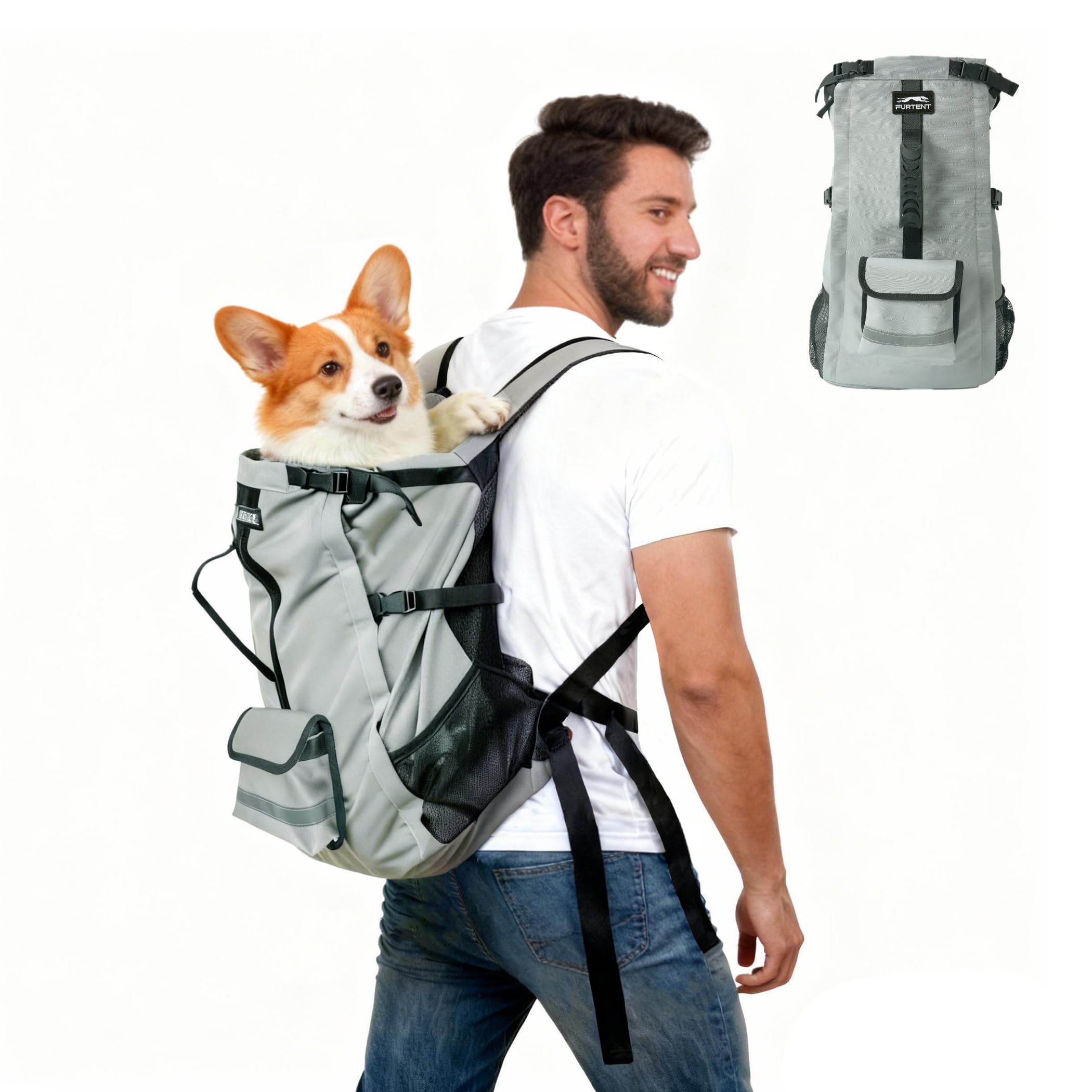 Pet Carrier Backpack for Medium to Large Dogs up to 33 lbs, Waterproof and Wear-Resistant, Equipped with Adjustable Waist and Ch