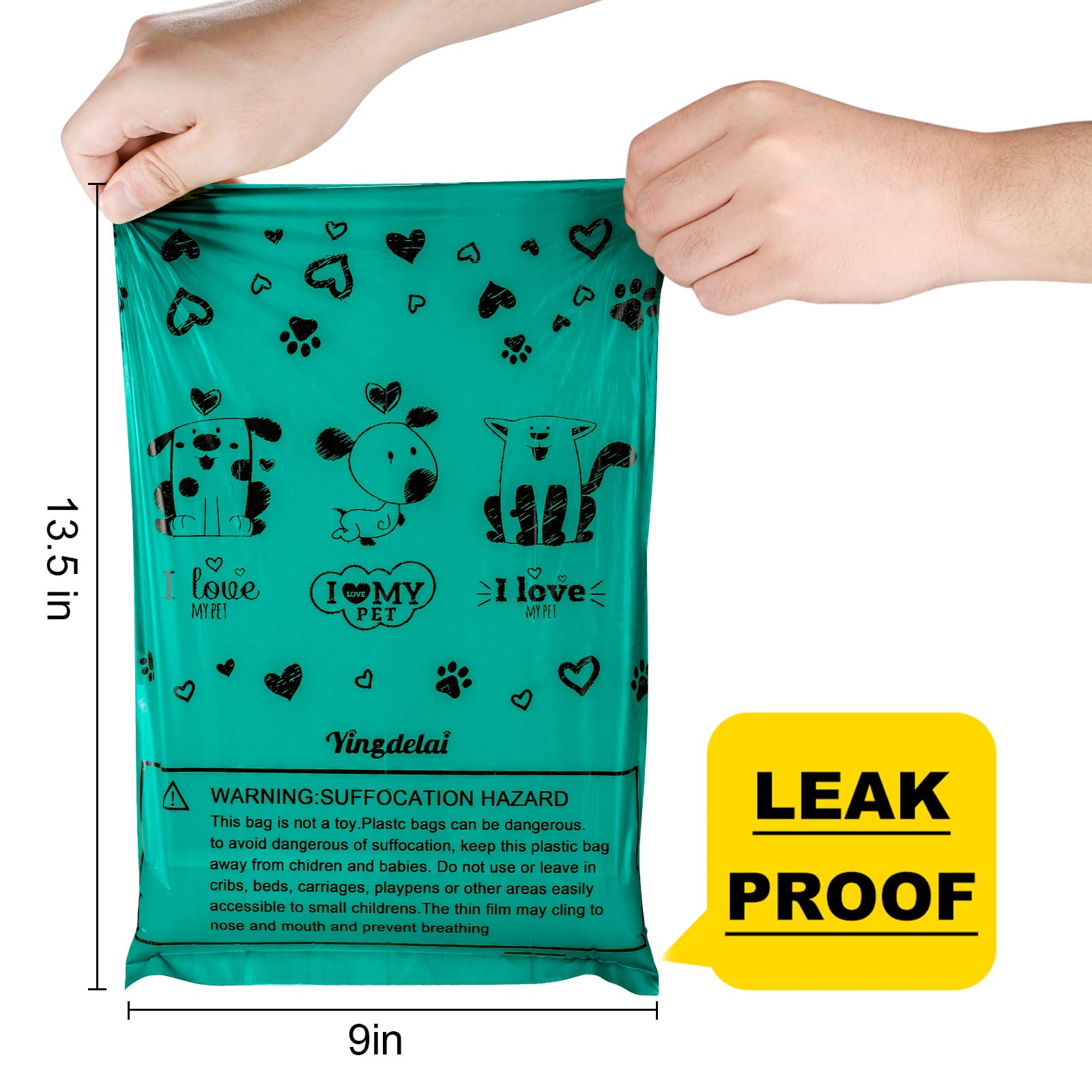 Yingdelai Dog Poop Bag Rolls - 540 Count Dog Waste Bags With Dispenser, Extra Thick Strong Leak Proof Poop Bags For Dogs Doggy | Scented Dark Green