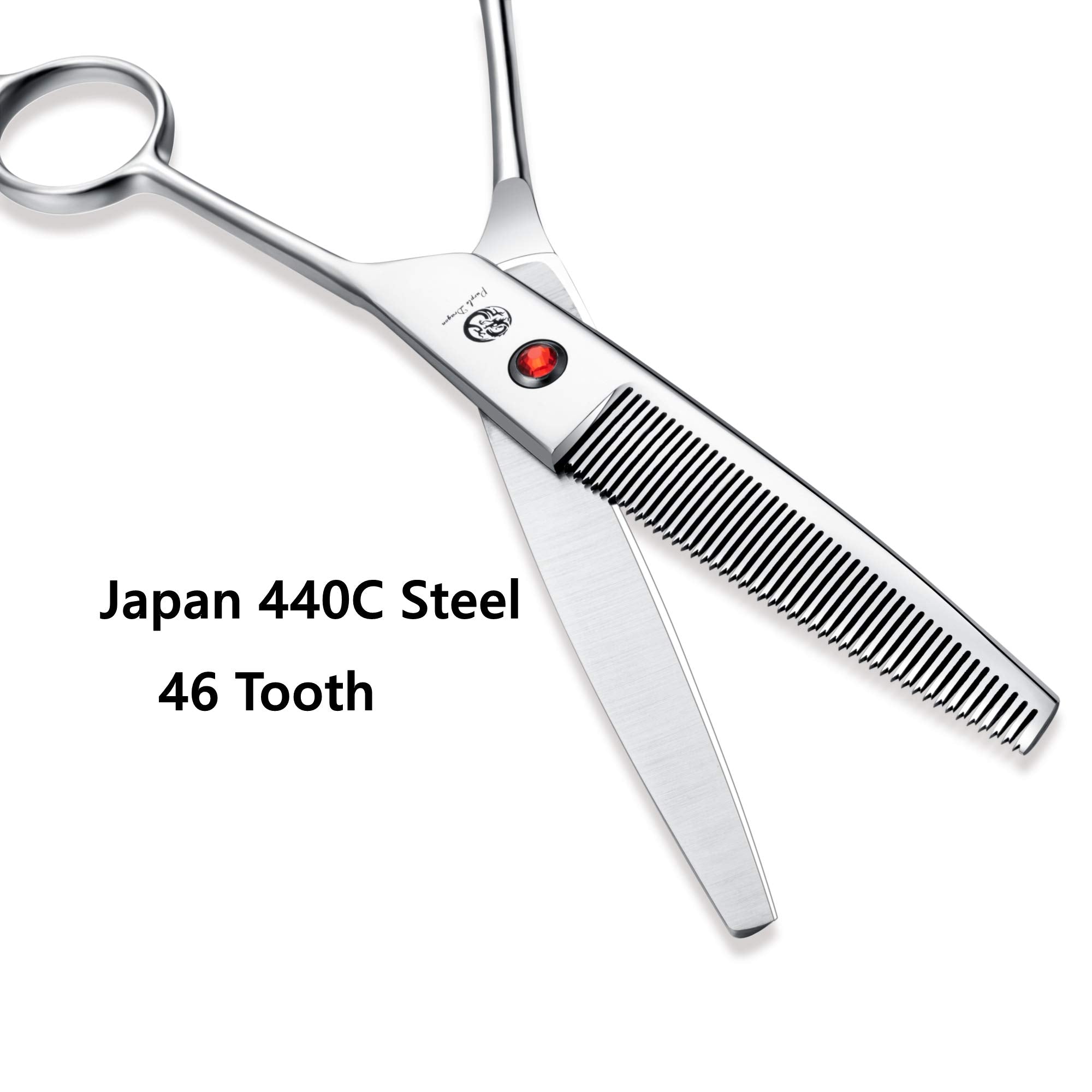 Purple Dragon 6.5' 46 Tooth Professional Pet Grooming Scissors - Dog Thinning/Blending Shears - Animal Hair Trimmer For Pet Groomer Or Family Diy