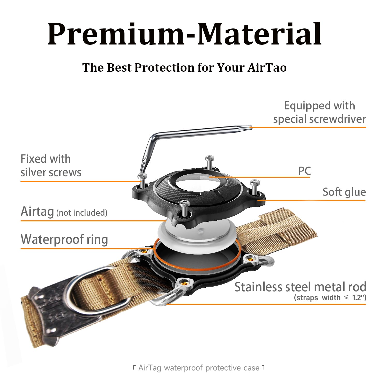 Tactical Dog Collar With Airtag Holder Waterproof Dog Airtag Collar With Control Handle (Rose Red