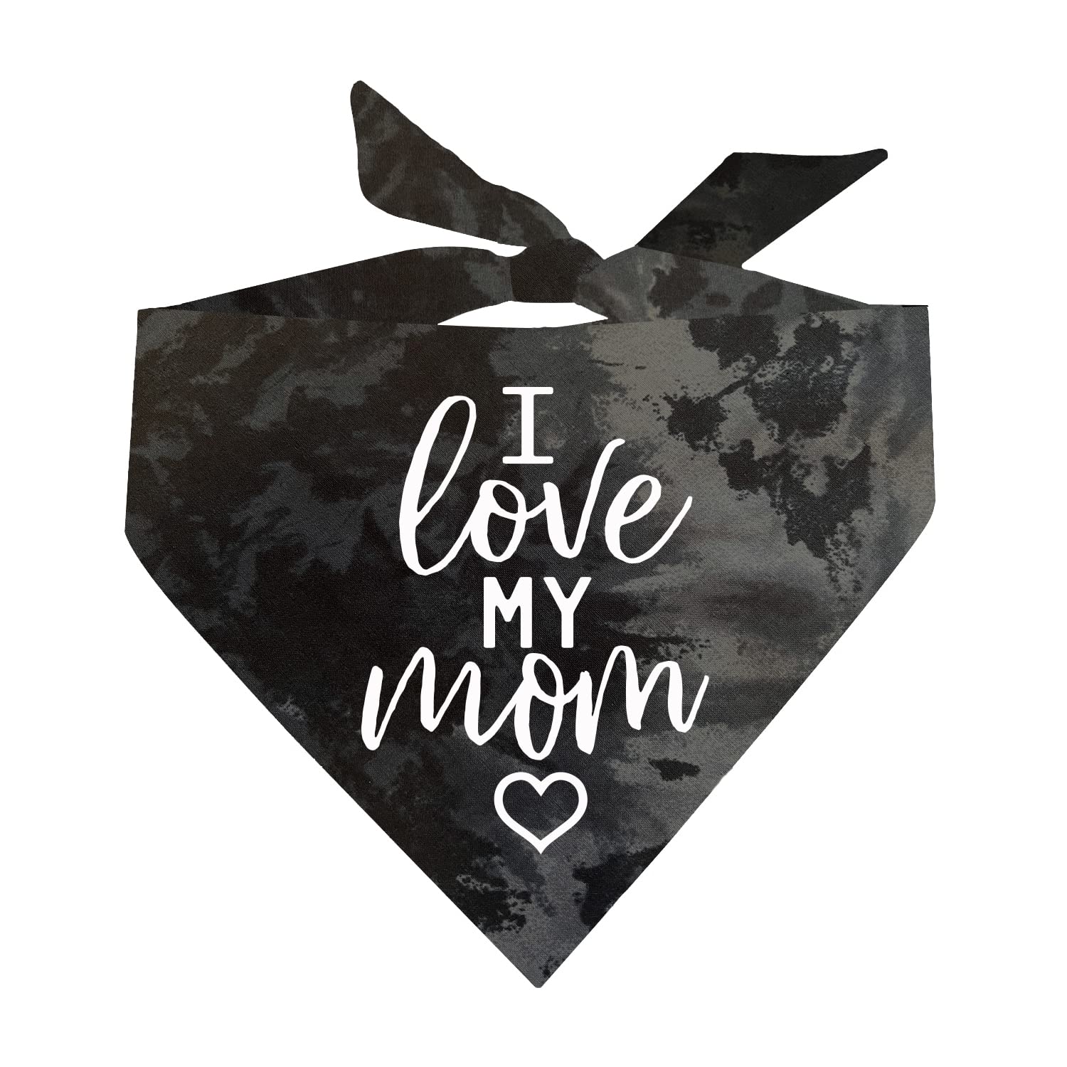 I Love My Mom Dog Bandana | 100% Cotton Tie Dye Triangle | Made In Usa For Mom | Valentine'S Day | Prop Photoshoot | Black Scrun