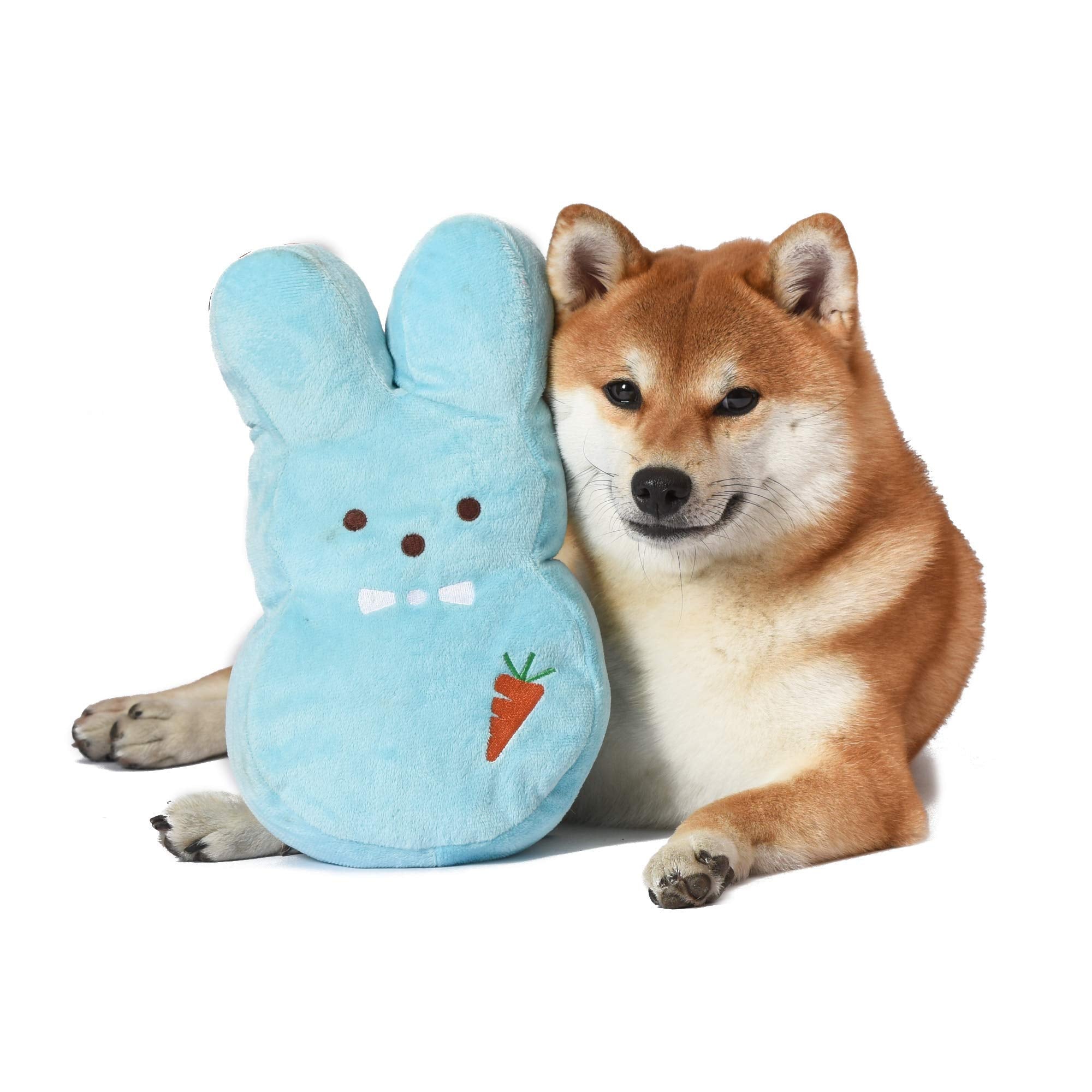 Peeps For Pets Bunny 12 Inch Blue Dress-Up Bunny Plush Dog Toy | Carrot Dog Chew Toy For All Dogs | Large Dog Toy Made From Soft