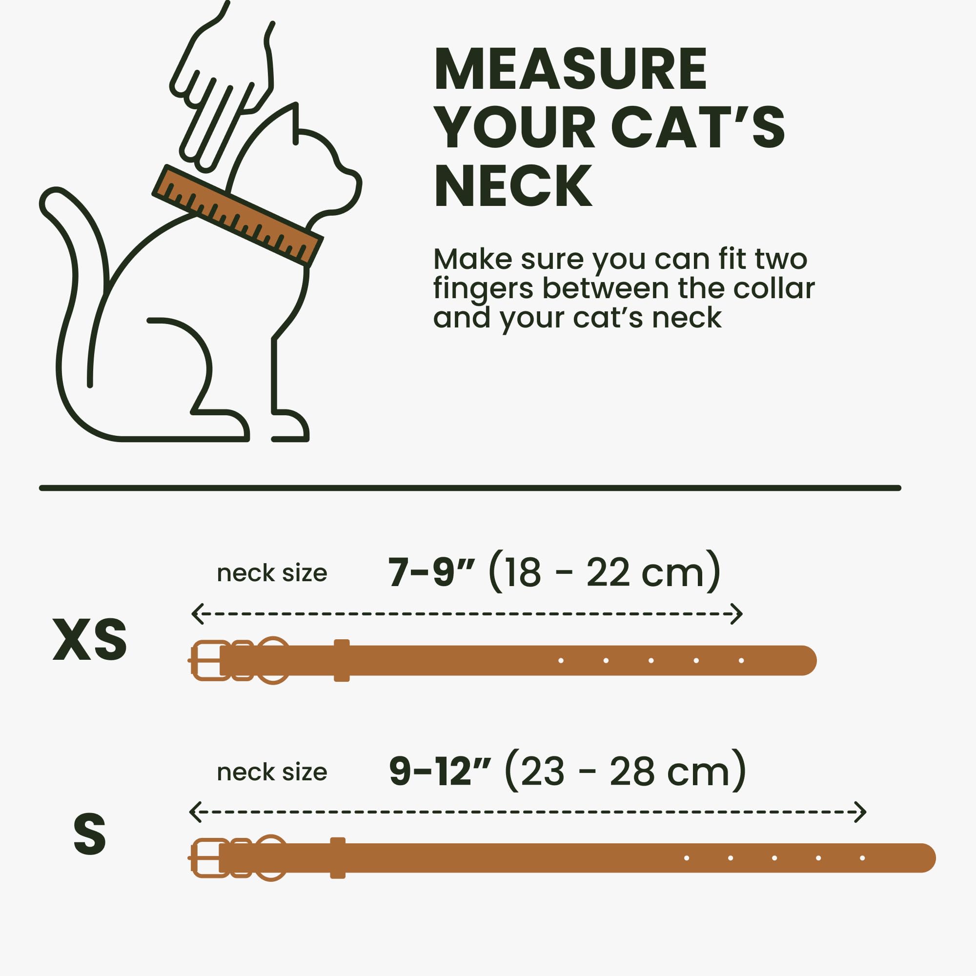 Bronzedog Leather Cat Collar With Removable Bells Non Breakaway Kitten Qr Tag For Girl Boy (9' - 12' Cats/Mini Dogs, Light Brown & Silver)