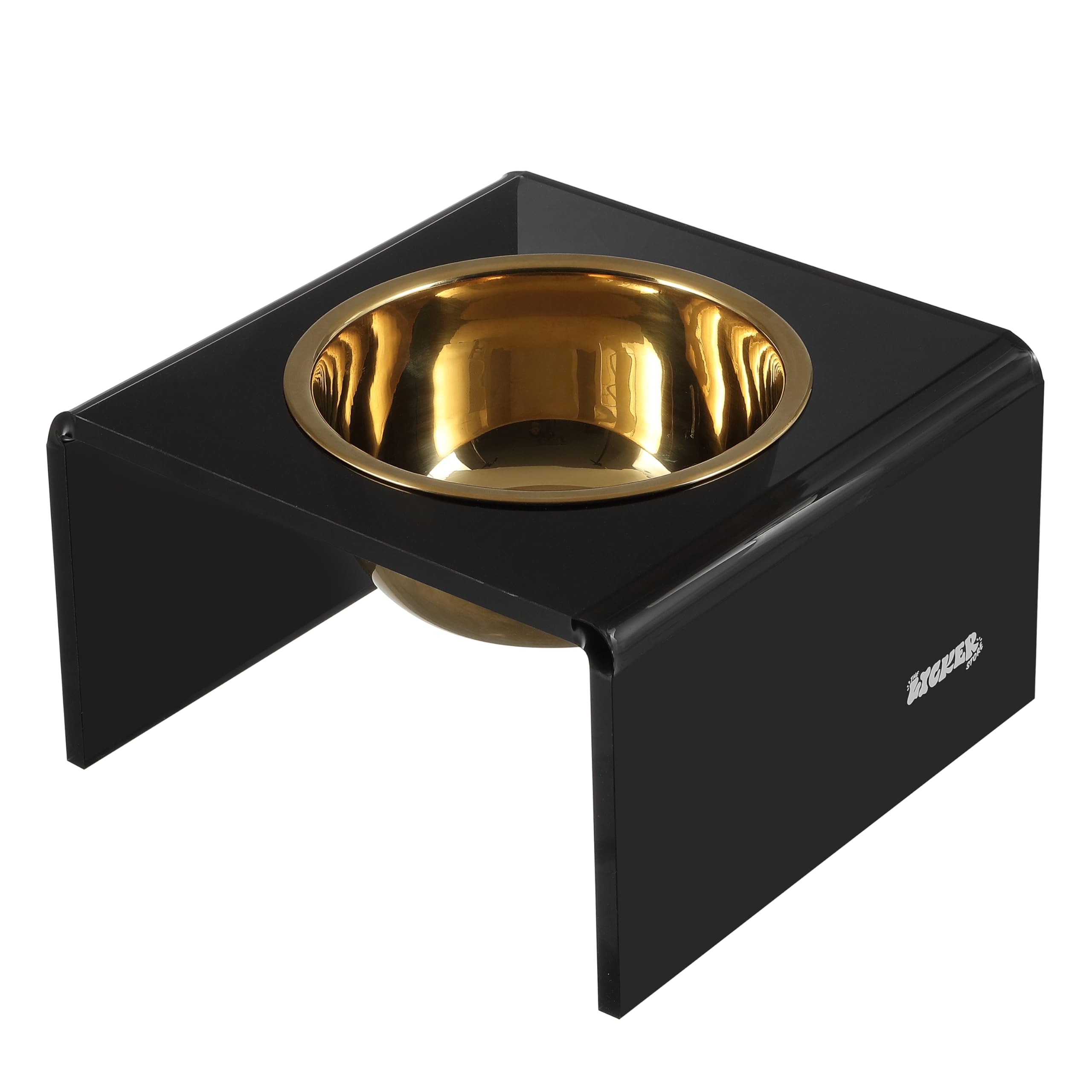 The LICKER Store DBL2002B Keaton 5 Small/Medium Modern Acrylic Rectangular Elevated Pet Feeder with 20oz 1-Stainless Steel Bowl,