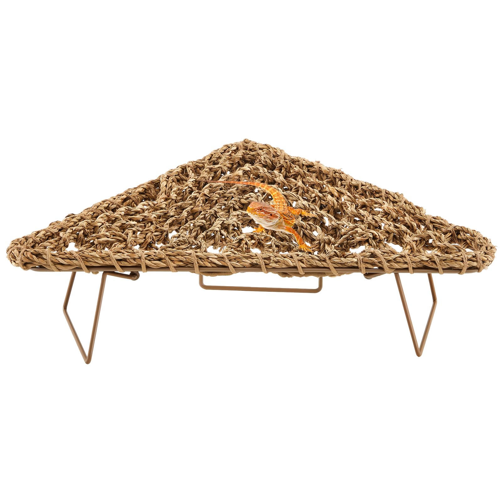 Triangle Bearded Dragon Hammock 16. 5 X 13 X 13 Inches Reptile Lounger With Metal Bracket Natural Seagrass Tank Accessories Larg