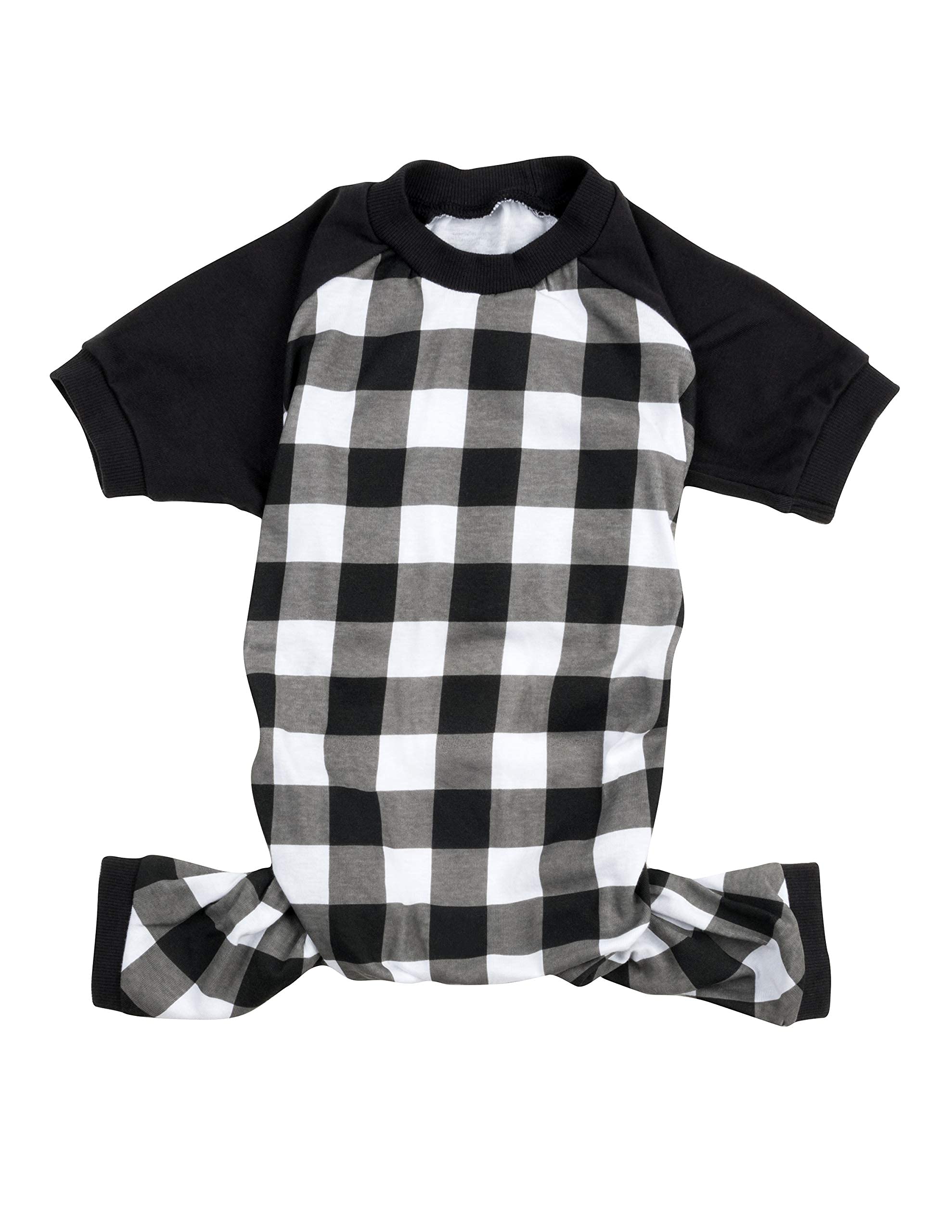 Leveret Dog Pajamas 100% Cotton Black & White Plaid (Size X-Small)