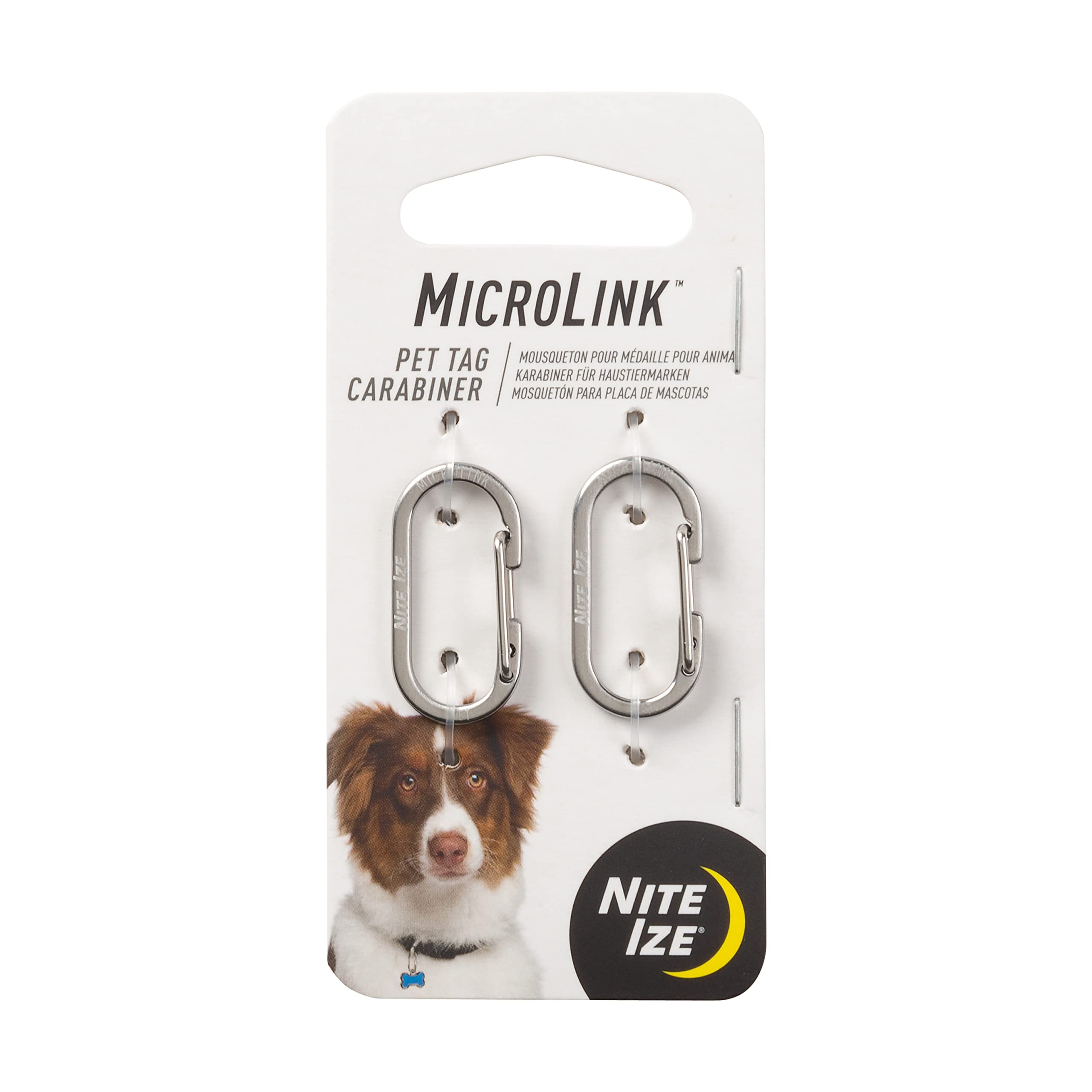 Nite Ize Microlink Pet Tag Carabiner, Stainless Steel Cat And Dog Tag Clip, 2 Count (Pack Of 1)
