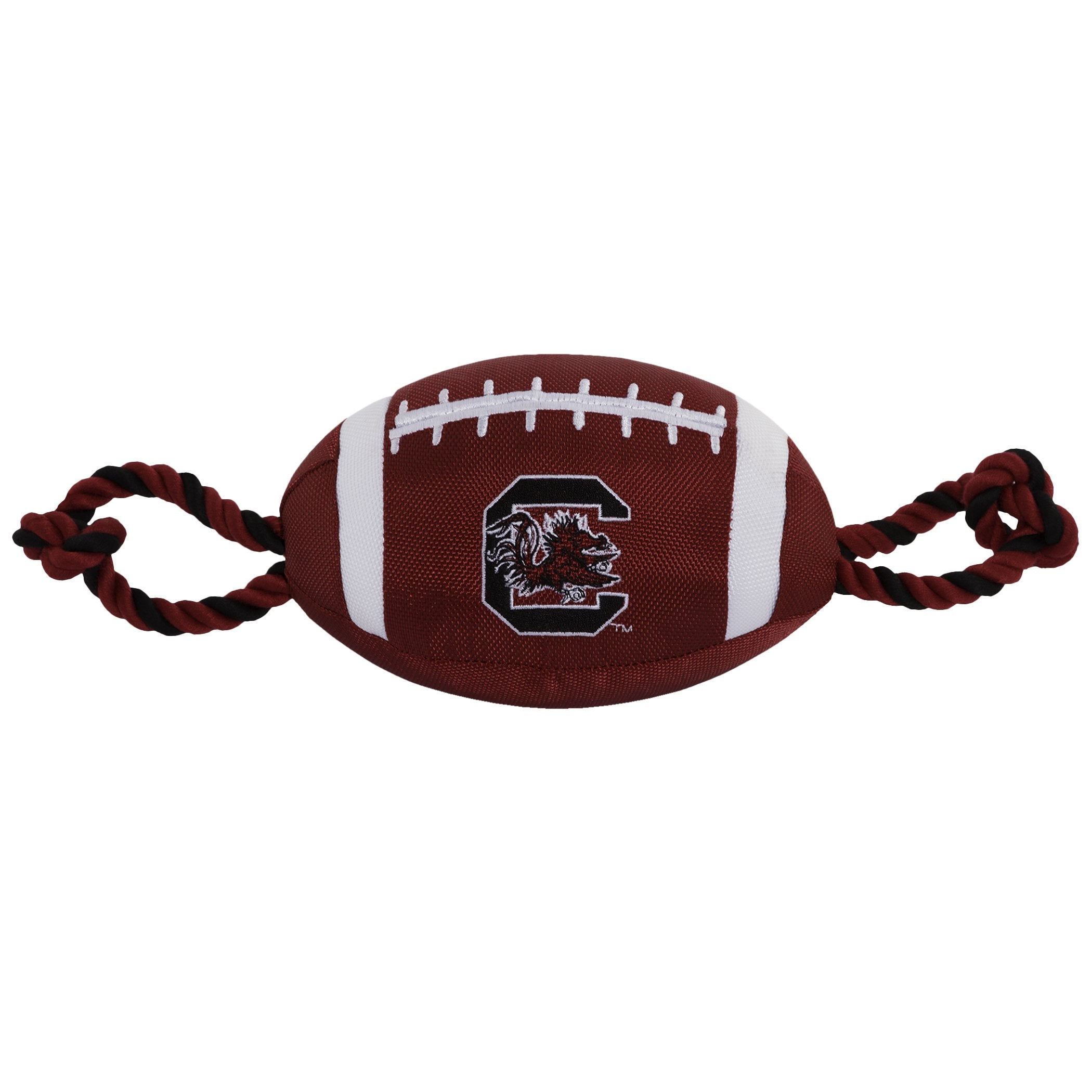 Pets First NCAA South Carolina Gamecocks Football Dog Toy, Tough Quality Nylon Materials, Strong Pull Ropes, Inner Squeaker, Col
