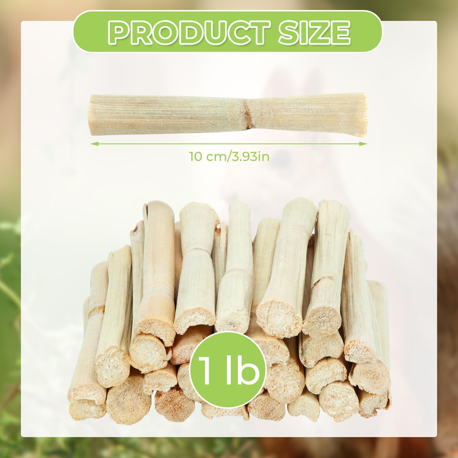 Wyomer 1Lb Natural Sweet Bamboo Chew Toys - Animal Molar Sticks For Pet Snacks