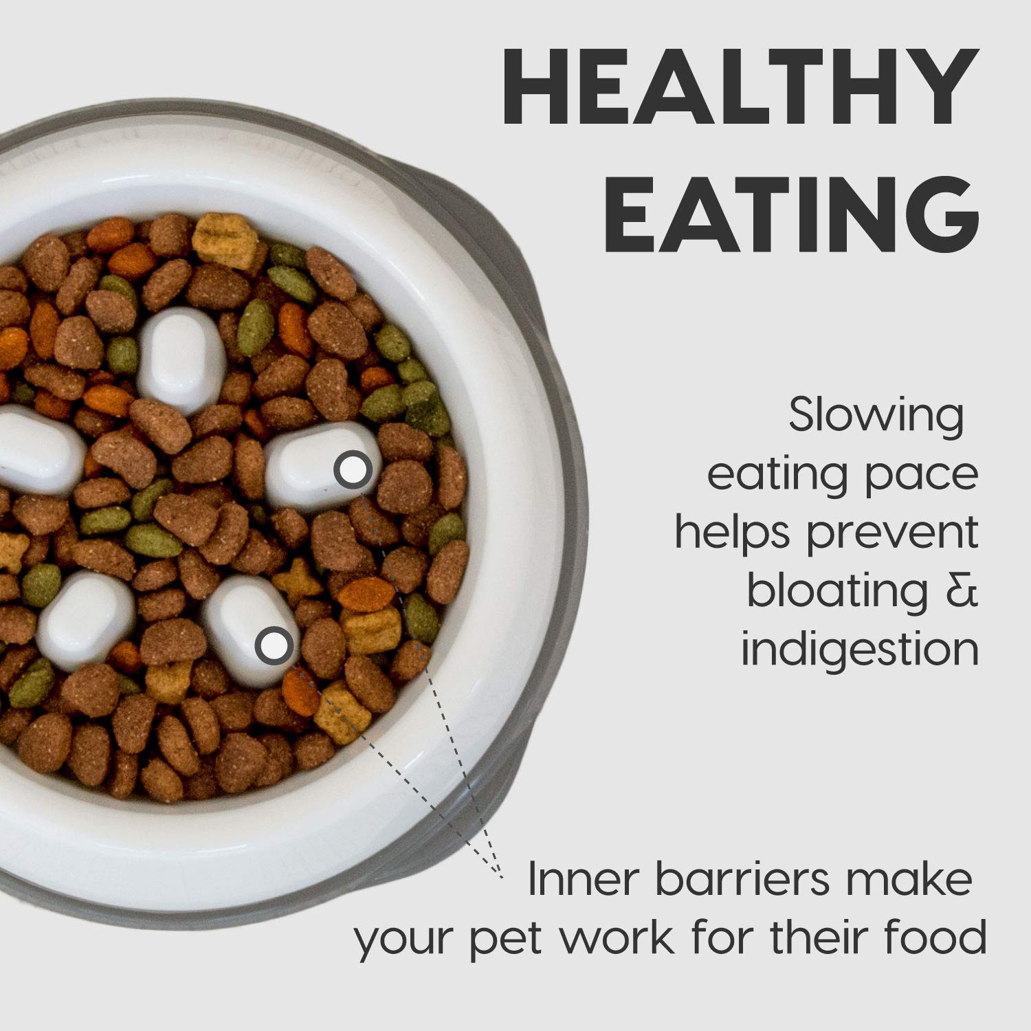 IRIS USA Small Slow Feeder Bowl for Long Snouted Pets, Slow Feeding Bowl with Raised Bumps for Dogs Cats and Other Pets, Beige/B