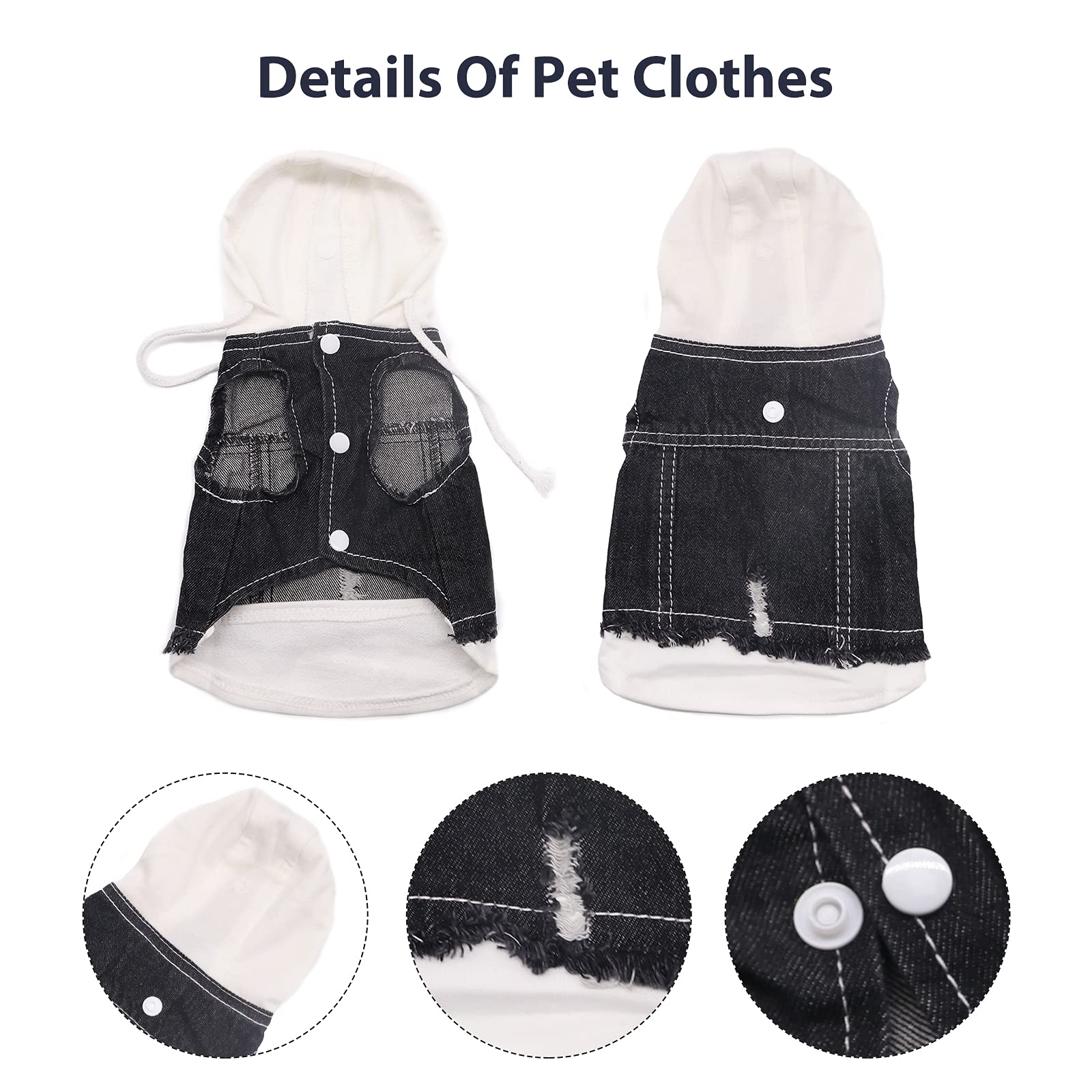 Sild Pet Clothes Dog Jeans Jacket Cool Blue Denim Coat Small Medium Dogs Lapel Vests Classic Hoodies Puppy Blue Vintage Washed Clothes (Plaid Hat,Xxl)
