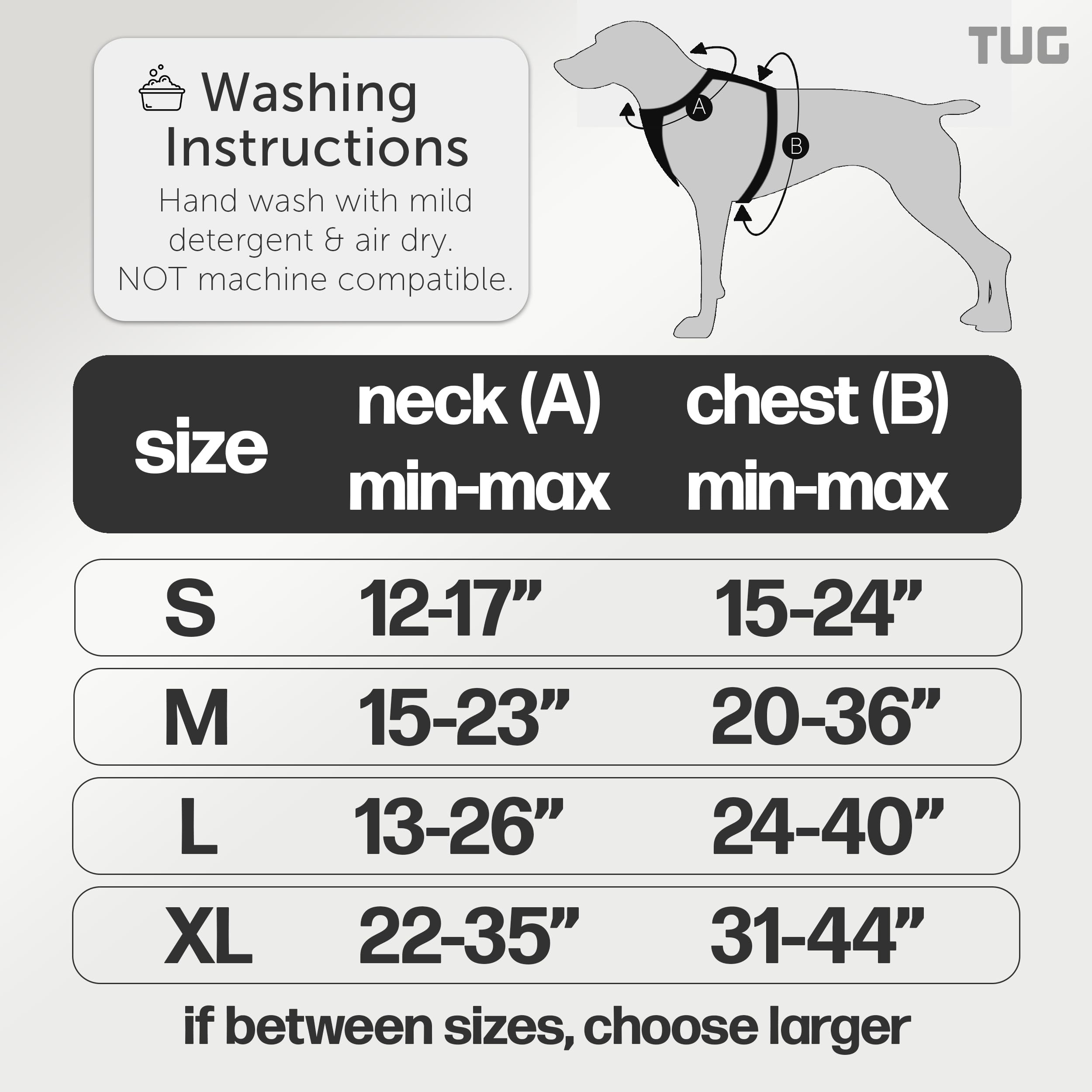 TUG Dog Harness with Integrated Traffic Leash, Medium, Black - Quick Control and Comfort