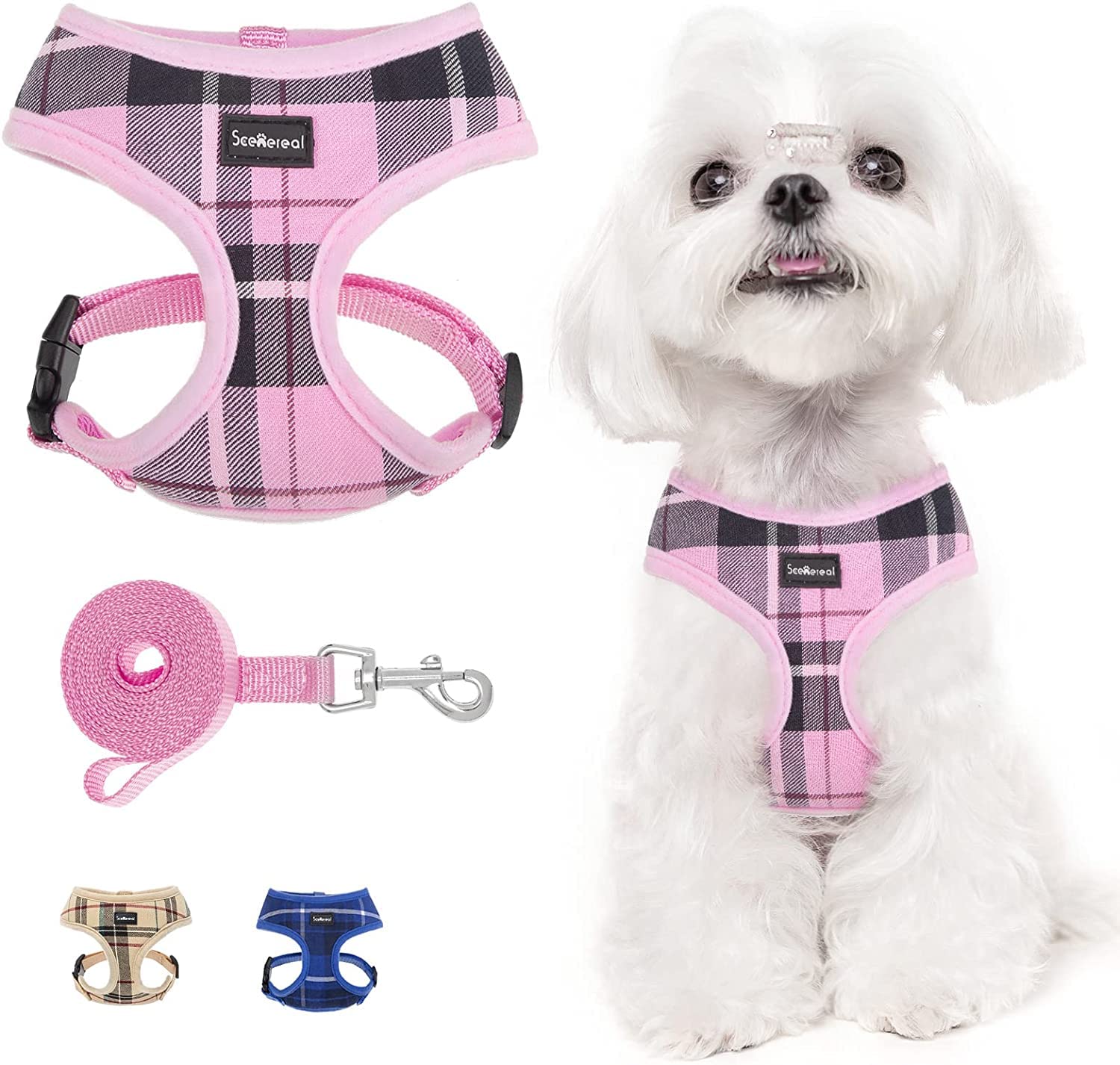 Scenereal Puppy Harness And Leash Set - Soft Mesh No Pull Vest Small Dog Padded Harness For Puppies & Cats