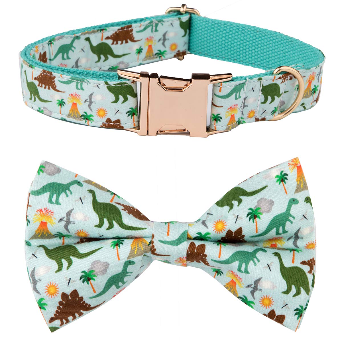 Dinosaur Dog Bow Tie Dog Collar,Detachable Bowtie, Adjustable Collar For Small Medium Large Dogs