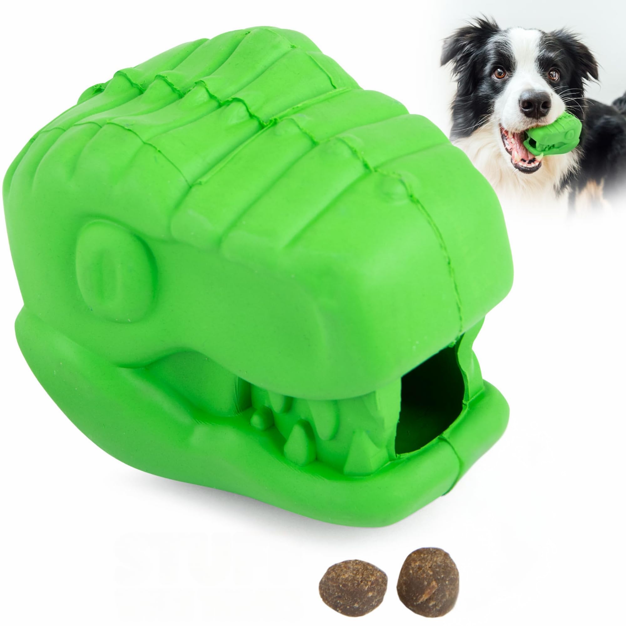 Jeffers Pet Natural Rubber Dog Chew Toy - T-rex Shape, Large - Treat Dispensing, Vanilla Scent, Durable, Non-Toxic, Dishwasher S