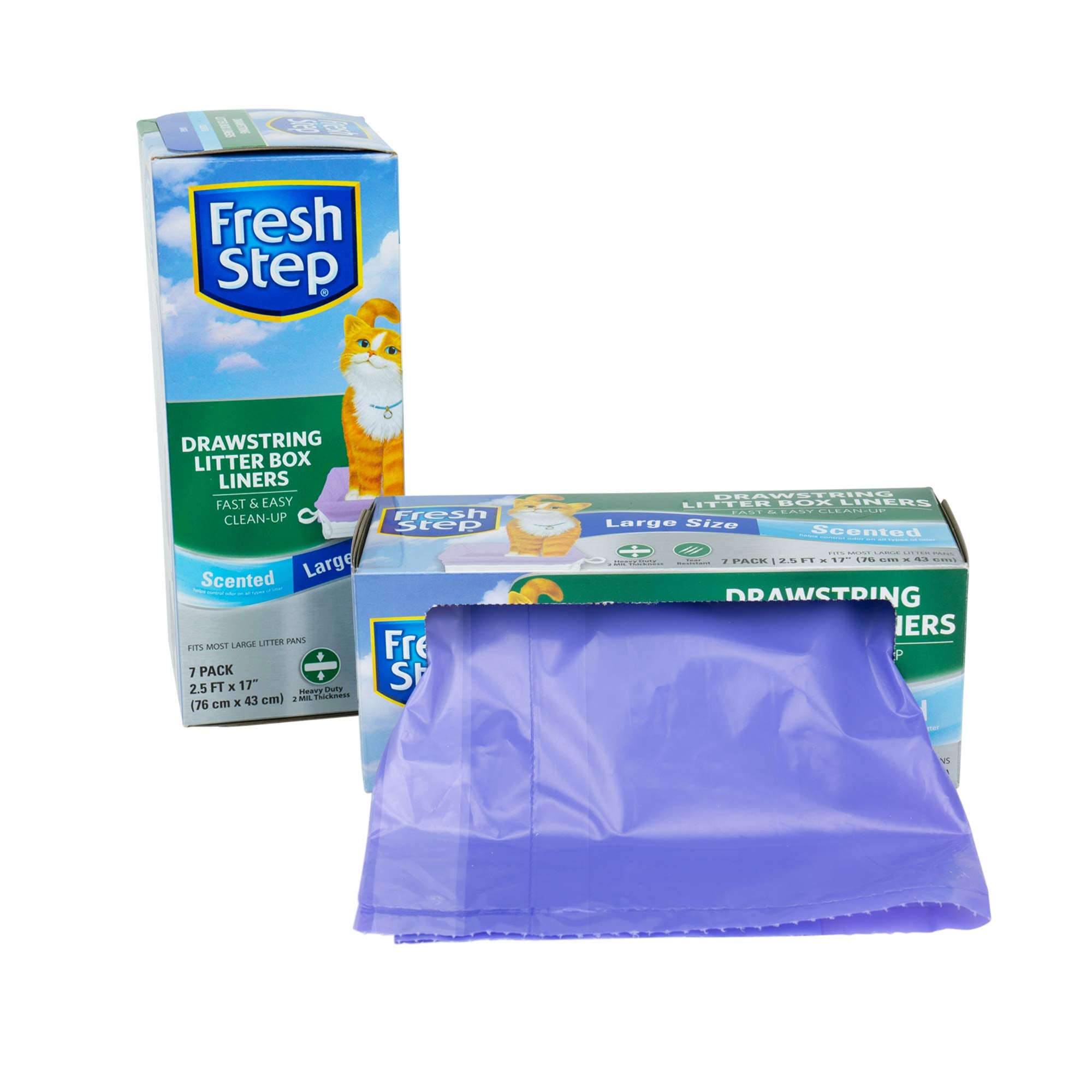 Fresh Step Drawstring Large Litter Box Liners | Heavy Duty Liners For Cat Litter Box | Scented & Unscented Available | Quick & Easy Cleanup, Scented, Large - 3 Pack