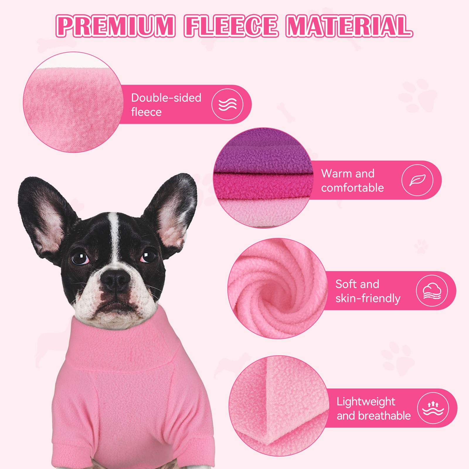 3 Pack Pet Sweaters For Small Dogs, Fleece Turtleneck Soft Warm Dog Sweatshirt Puppy Sweater Boy Girl (Pink+Hotpink+Purple,S)